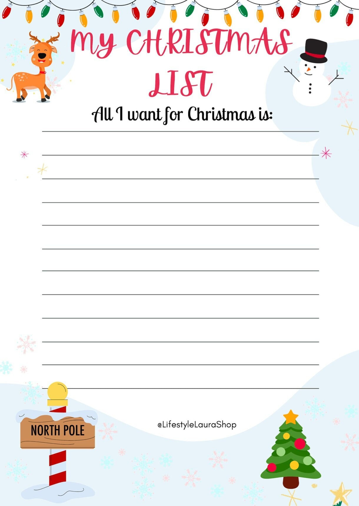 My Christmas List Cute Printable Worksheet- Kid-Friendly, Gift with My Christmas List Printable