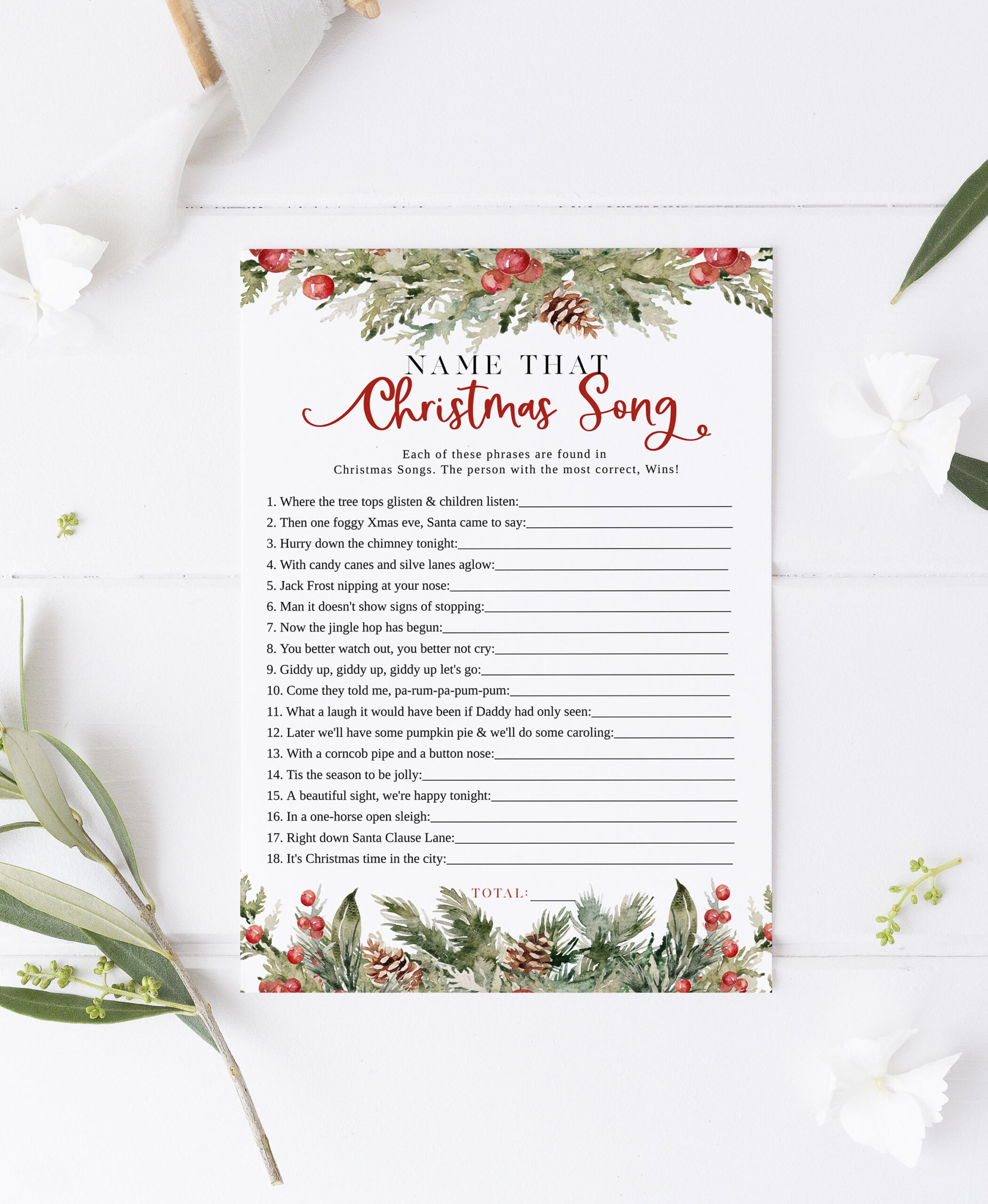 Name That Christmas Song, Christmas Songs Game, Holiday Party Game pertaining to Name That Christmas Song Game Printable
