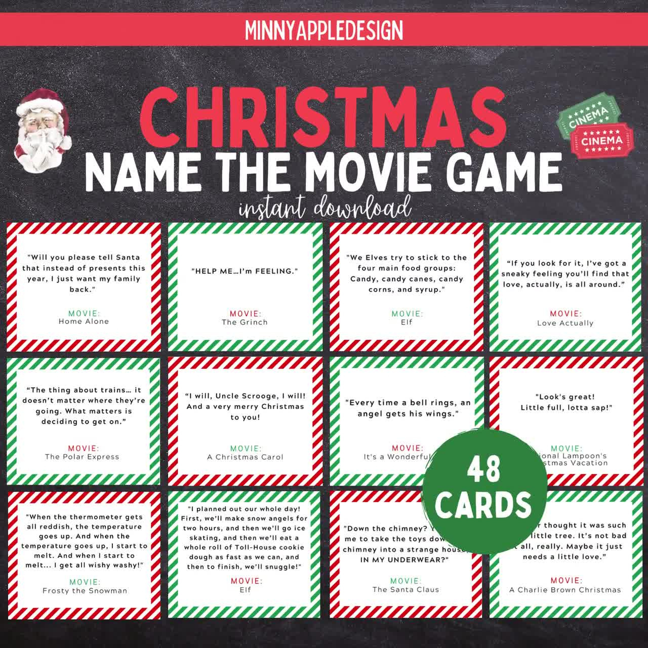 Name The Christmas Movie Game | Printable Christmas Game | Christmas Adult  And Family Game | Christmas Party Game | Instant Download in Etsy Christmas Games Printable