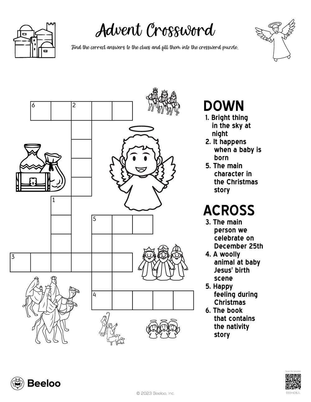 Nativity-Themed Crossword Puzzles • Beeloo Printable Crafts And with Printable Christian Christmas Crossword Puzzles