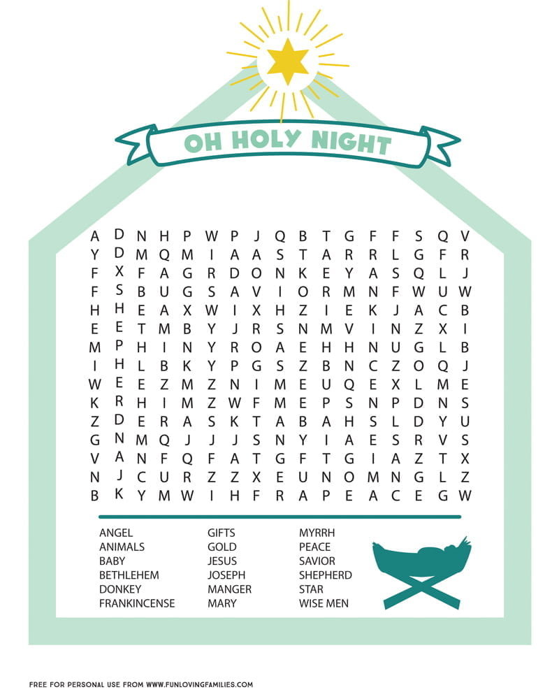 Nativity Word Search Printable - Fun Loving Families with regard to Free Printable Religious Christmas Word Search
