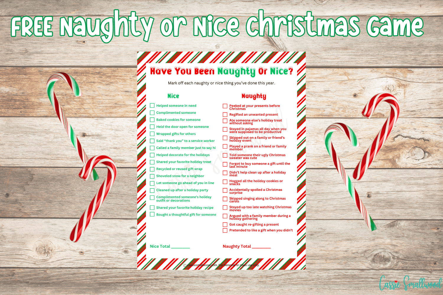 Naughty Or Nice Christmas Game (Free Printable) - Cassie Smallwood within Free Printable Christmas Games Adults
