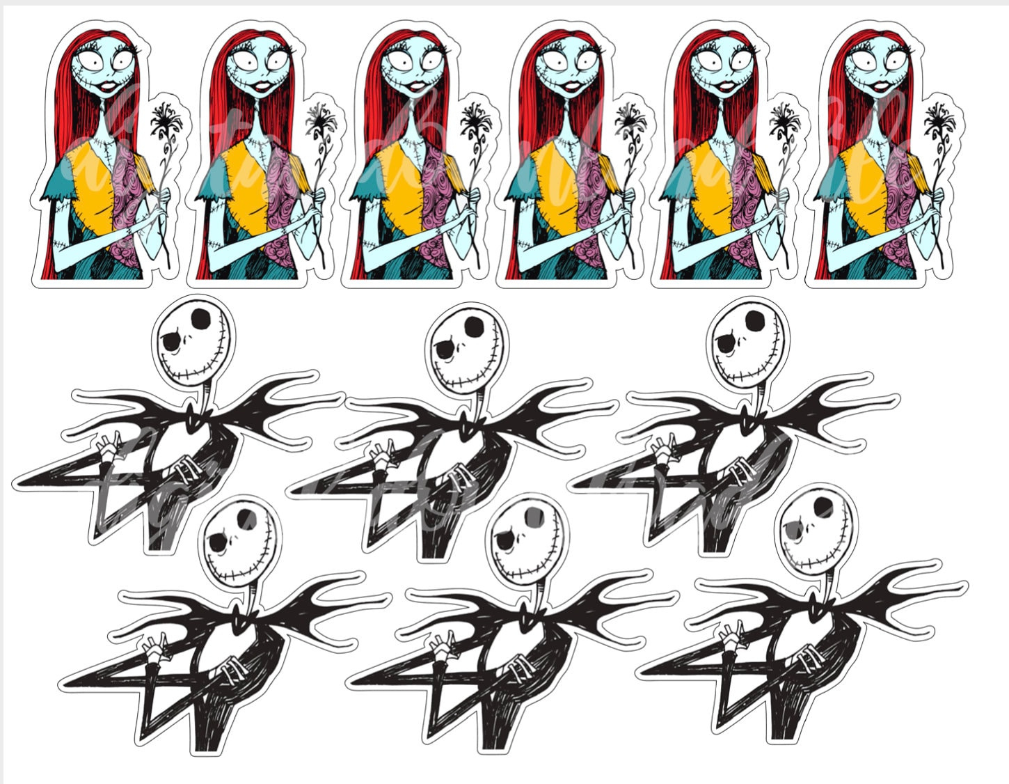 Nightmare Before Christmas Cupcake Toppers: Jack And Sally in Free Printable Nightmare Before Christmas Cupcake Toppers