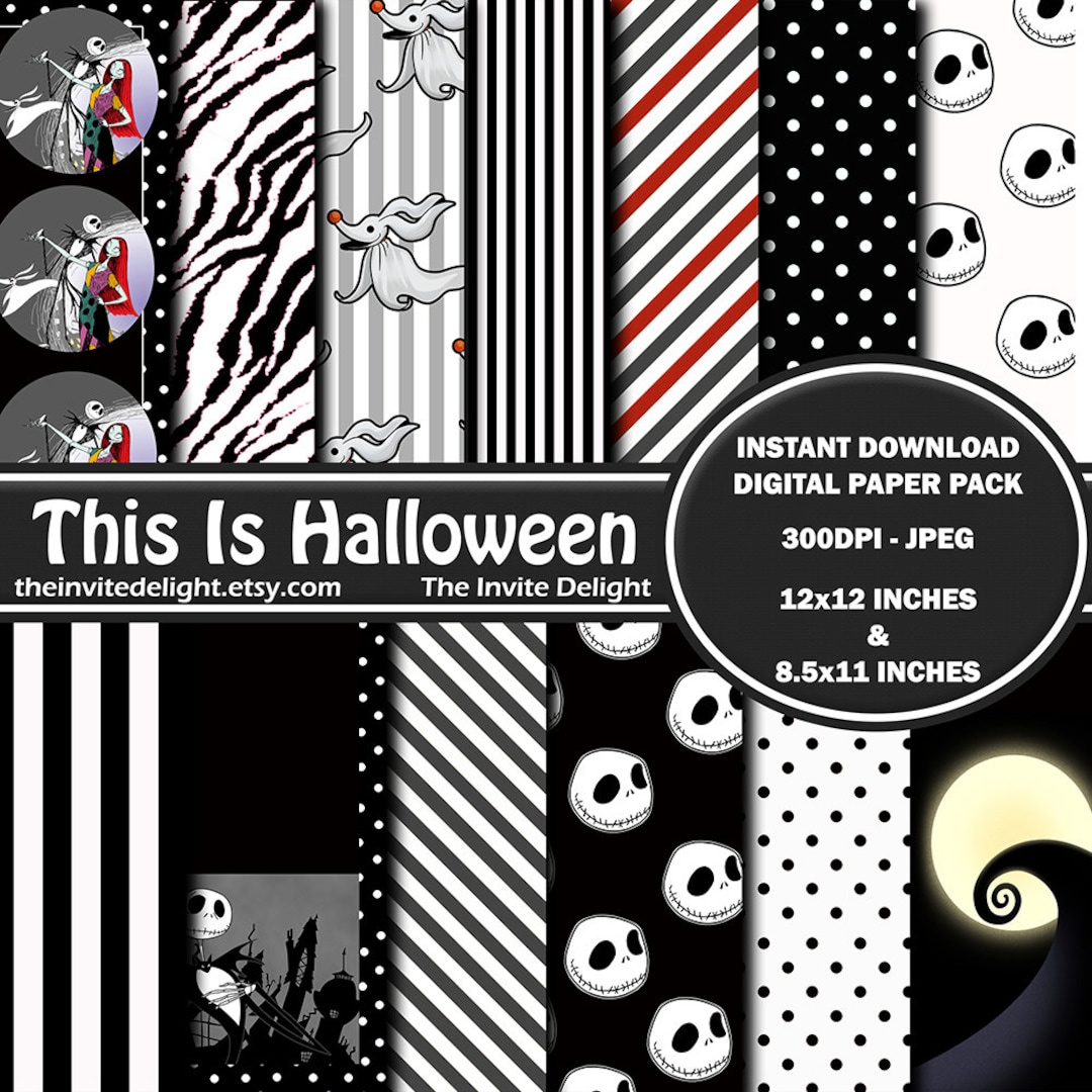 Nightmare Before Christmas Digital Paper Pack, This Is Halloween, Jack Skellington Party Decor, Scrapbooking Paper, Instant Download - Etsy with regard to Free Nightmare Before Christmas Scrapbook Paper Printable