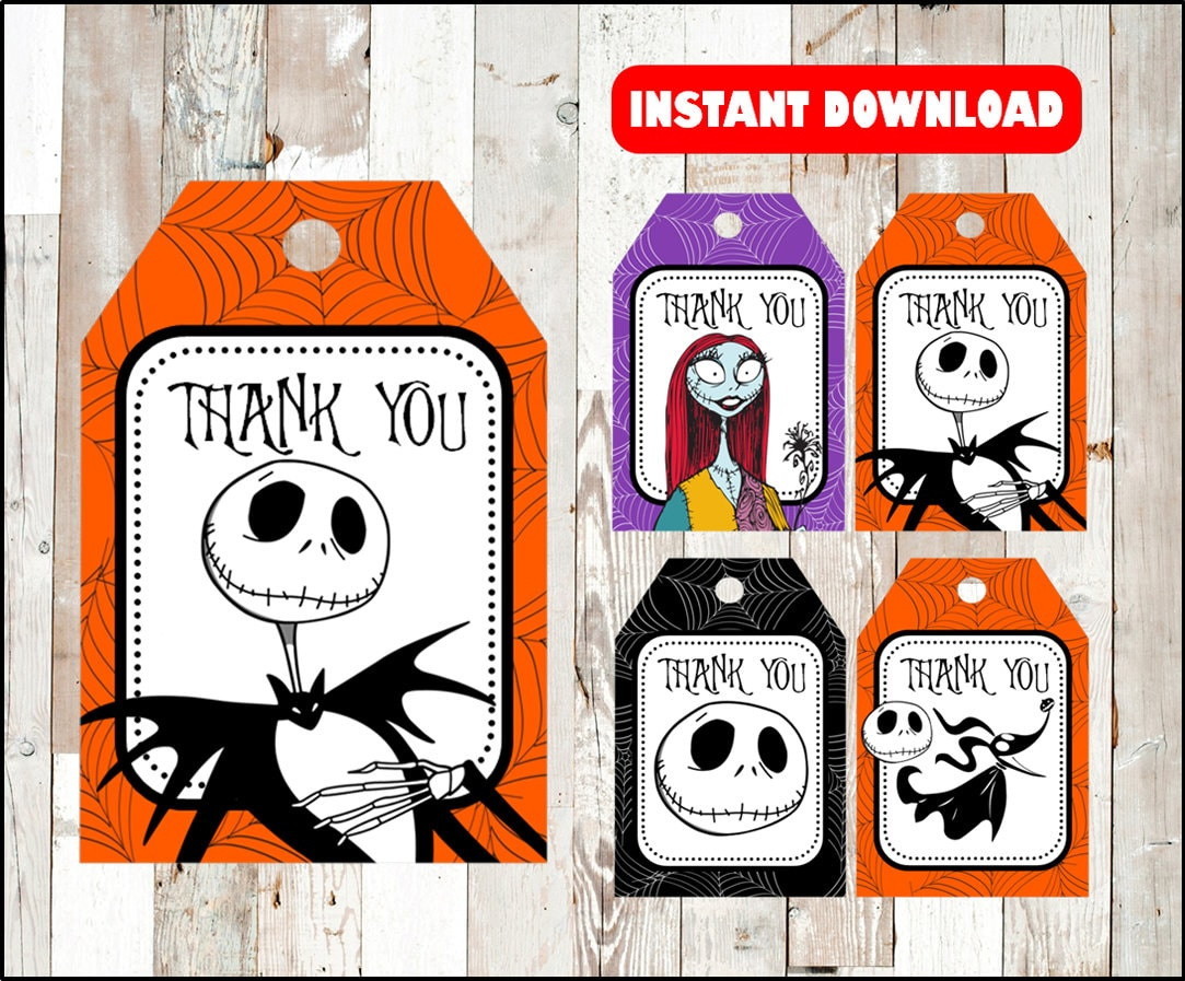Nightmare Before Christmas Thank You Tags, Printable Nightmare Before Christmas Tags, Nightmare Before Christmas Party Tags Instant Download with regard to Nightmare Before Christmas Labels Printable
