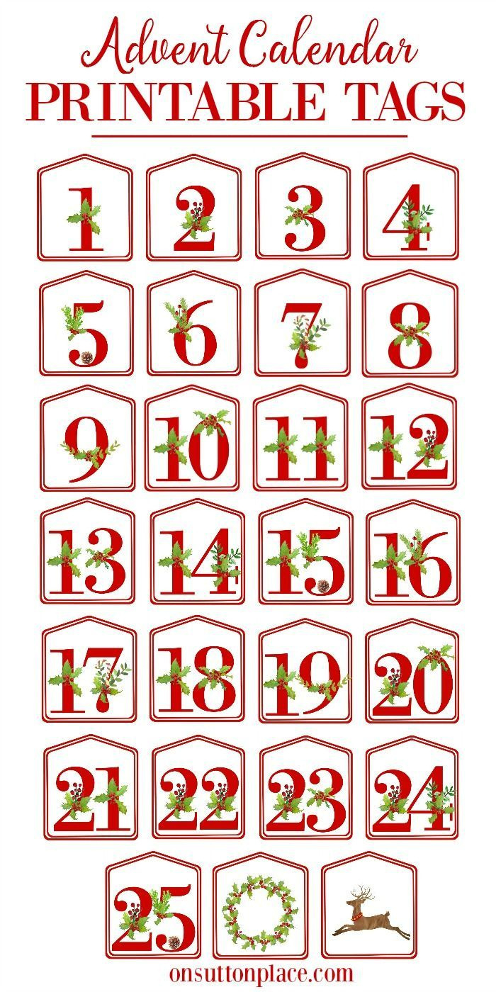 Osp Printables Directory intended for Free Printable Christmas Advent Calendar Numbers