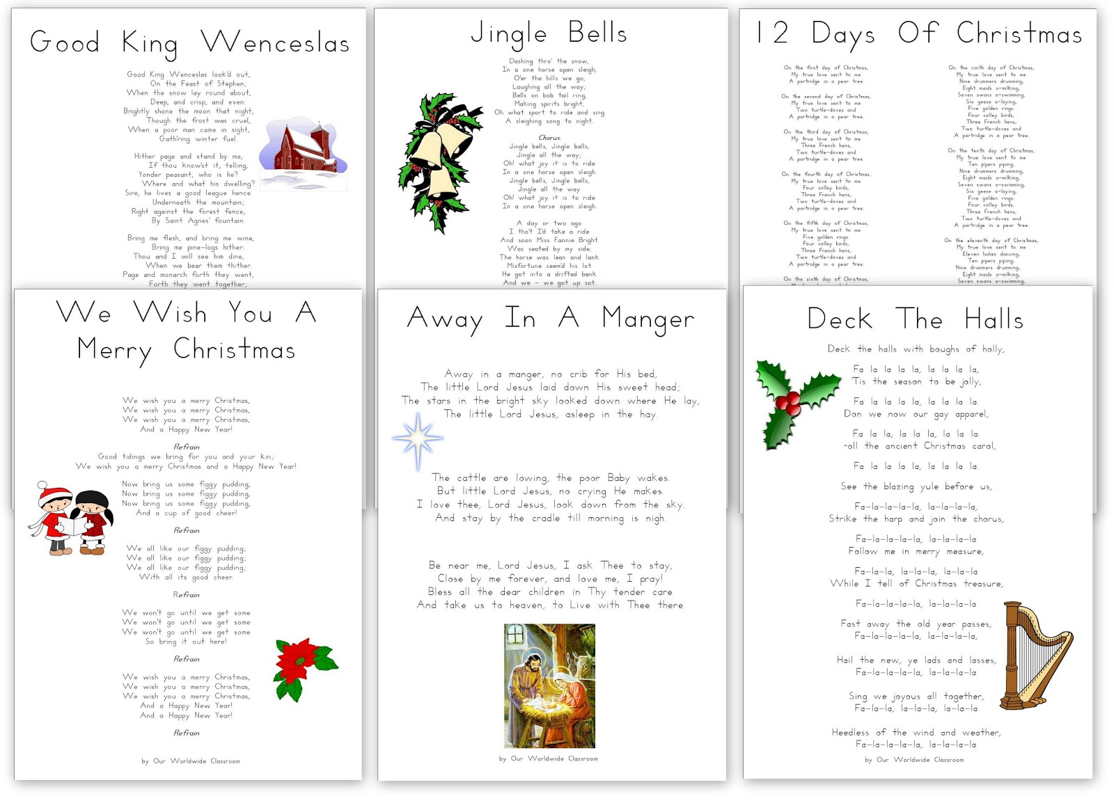 Our Worldwide Classroom: Free Printable Christmas Carols And Songs throughout Free Printable Christmas Carol Lyrics