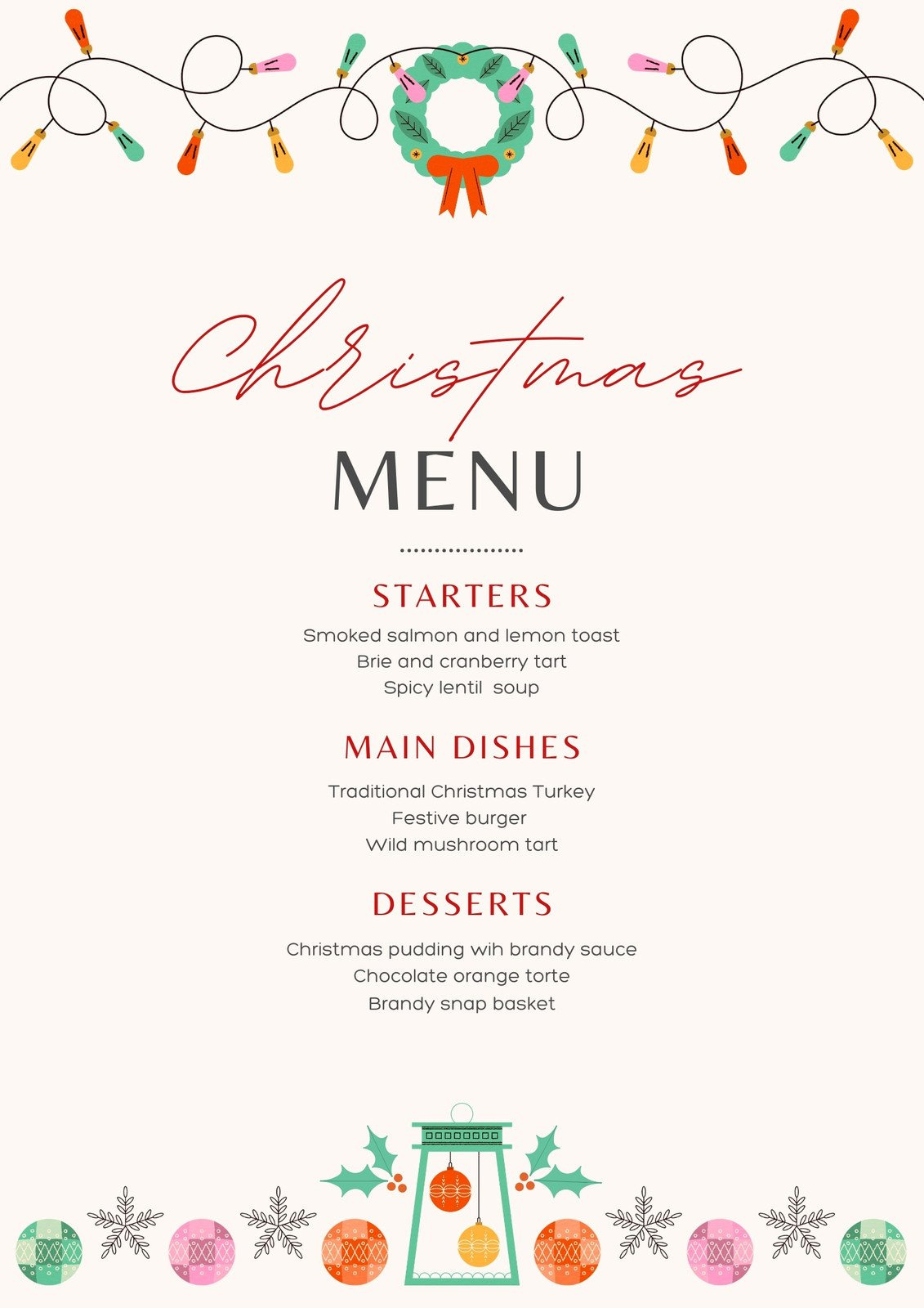 Page 2 - Free Printable And Customizable Dinner Party Menu inside Free Printable Christmas Dinner Menu
