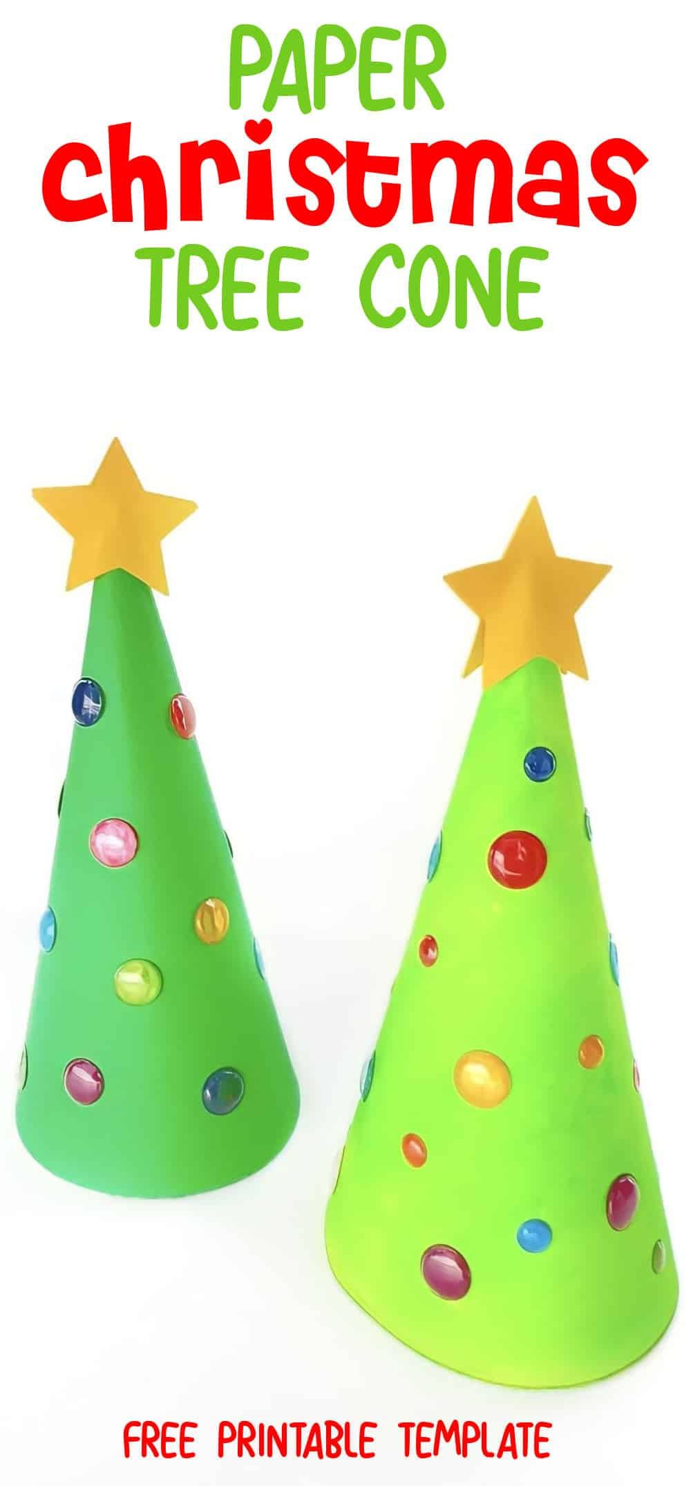 Paper Cone Christmas Tree Craft With Free Printable Template for Free Printable Christmas Tree Cone Template
