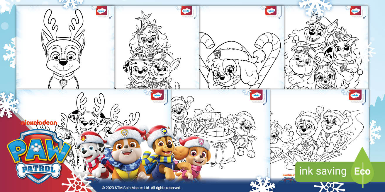 Paw Patrol: Christmas Colouring Pages with Paw Patrol Christmas Printable