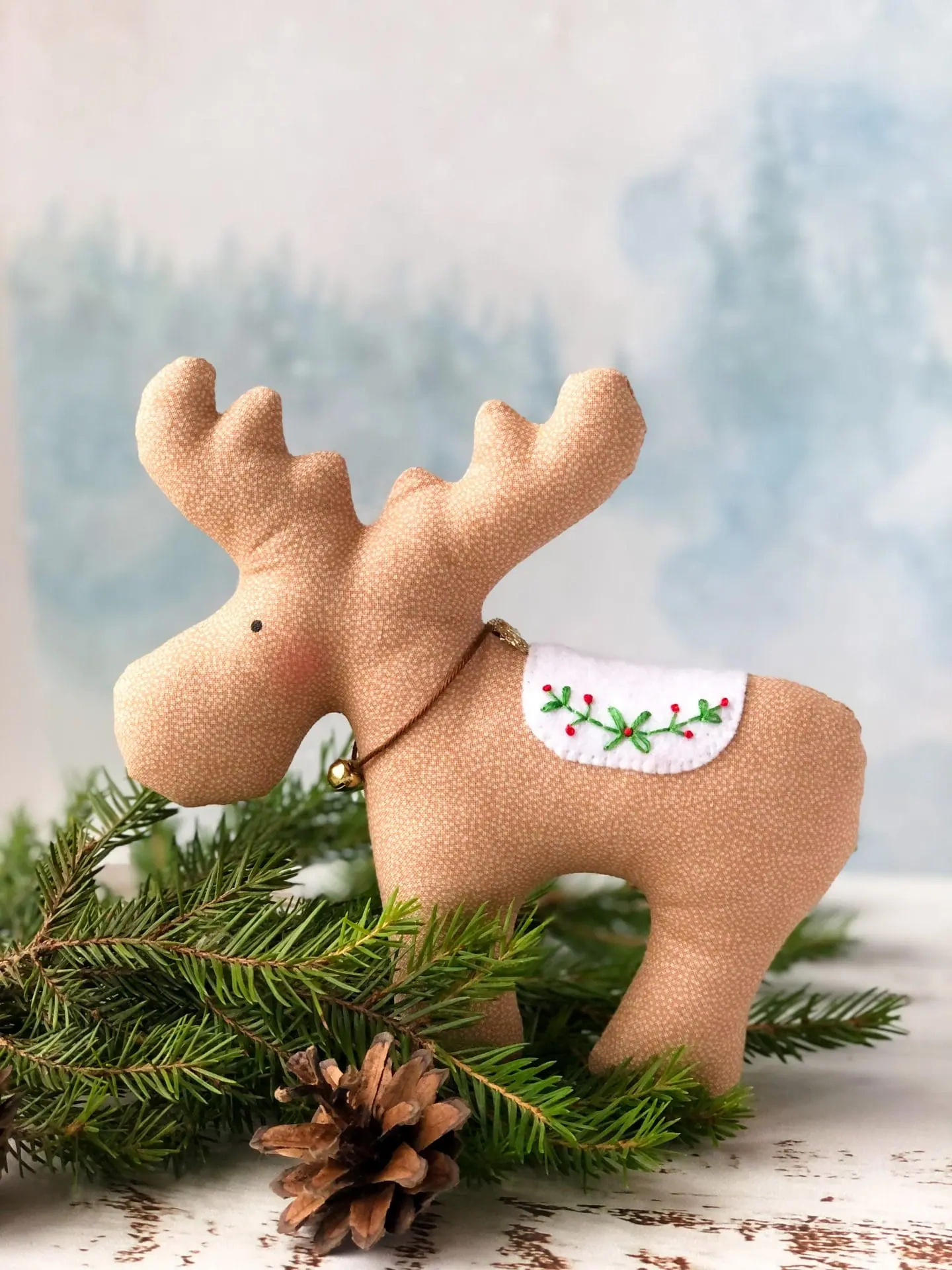 Pdf Christmas Reindeer Pattern-Diy Tree Toy - Dailydoll Shop with regard to Free Printable Christmas Reindeer Sewing Pattern