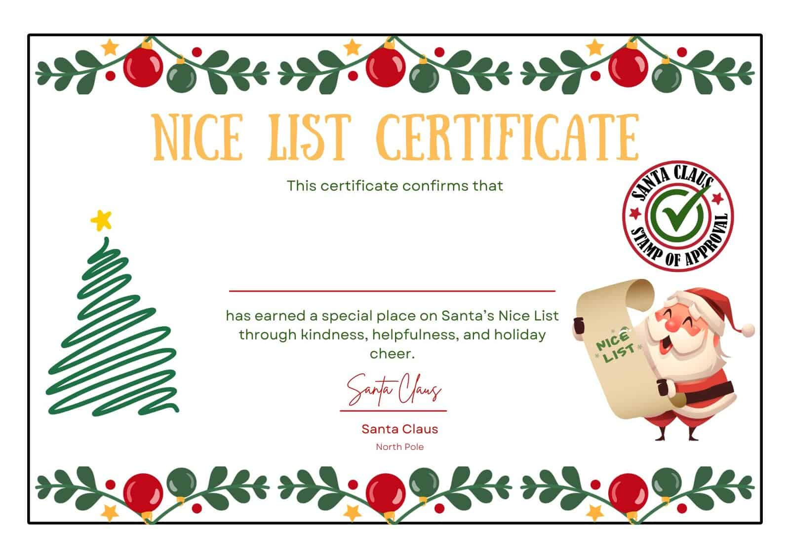 Printable Christmas Award Certificate (12 Free Templates) | The within Free Printable Christmas Award Certificates