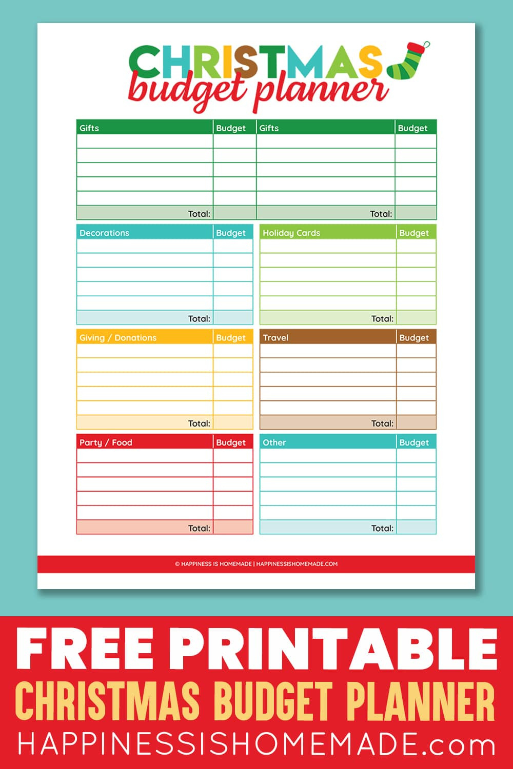 Printable Christmas Budget Planner - Happiness Is Homemade intended for Free Printable Christmas Budget Planner