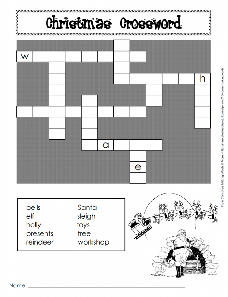 Printable Christmas Crossword Puzzle | A To Z Teacher Stuff intended for Easy Christmas Crossword Puzzles Printable