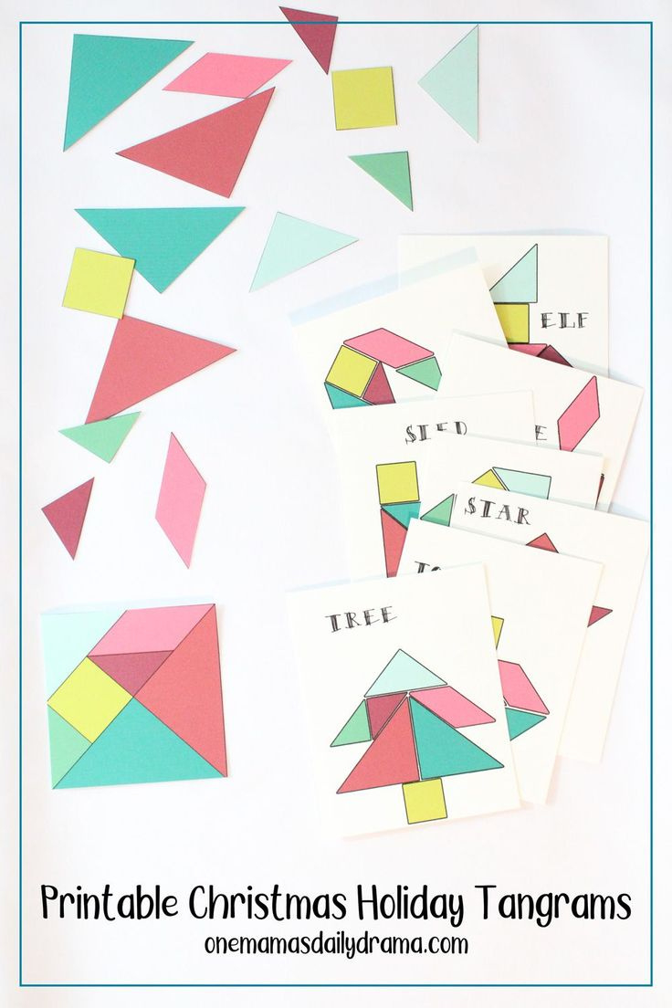 Printable Christmas Holiday Tangrams Winter Kids Activity with regard to Christmas Tangrams Free Printable