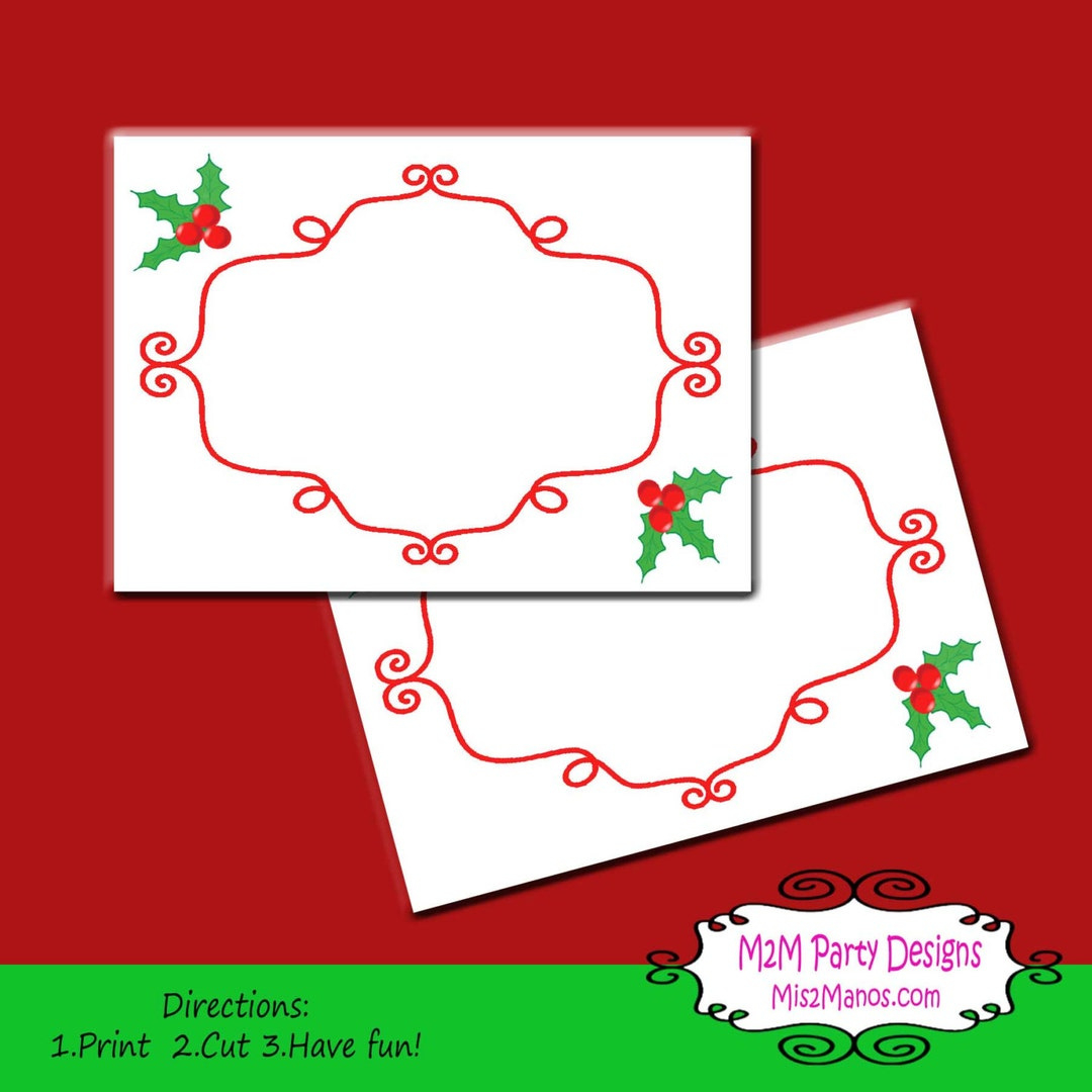 Printable Christmas Labels, Tent Cards, Holiday Place Cards, Buffet inside Printable Christmas Card Labels