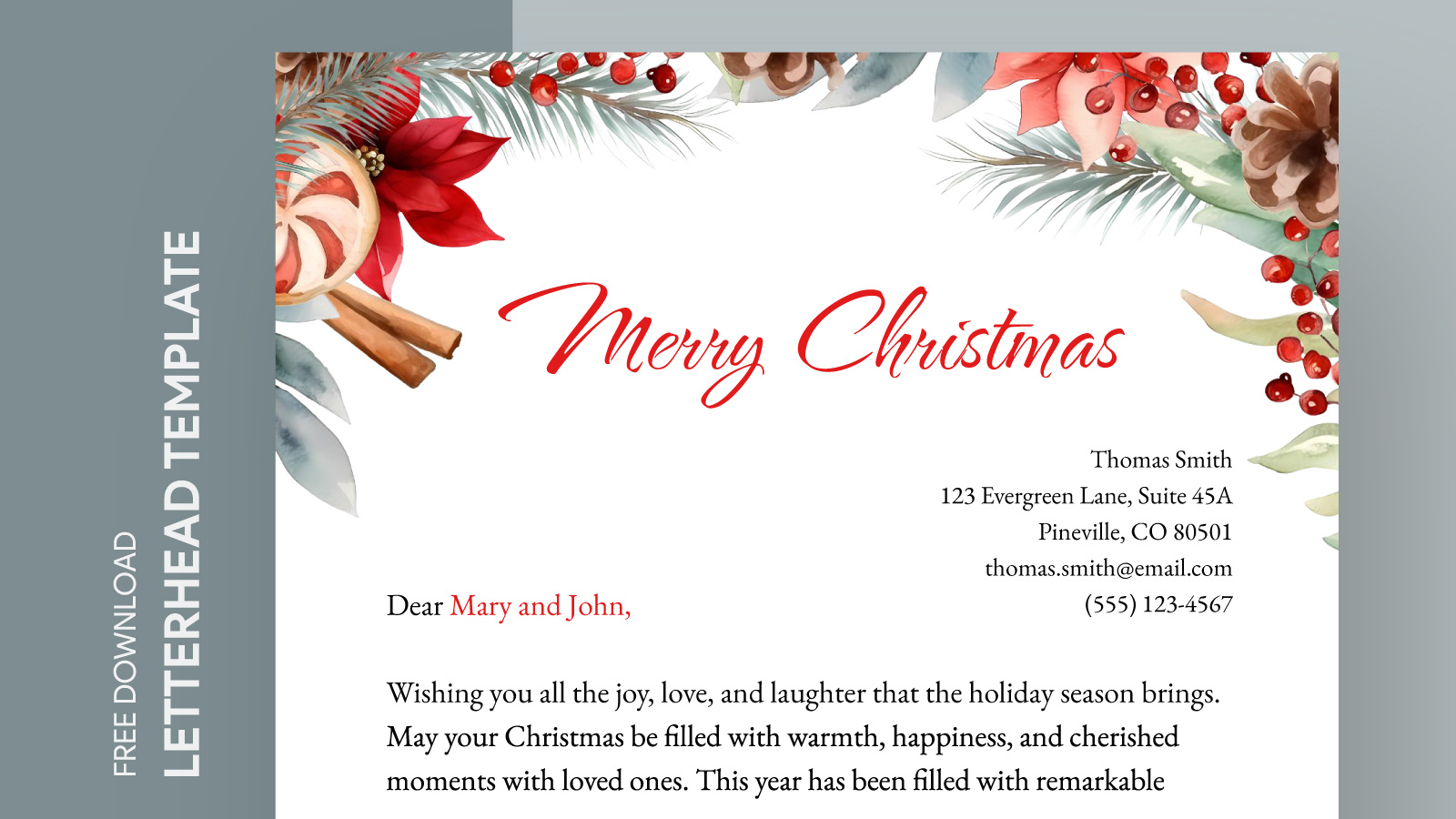 Printable Christmas Letterhead Free Google Docs Template - Gdoc.io with regard to Free Printable Christmas Letterhead Template