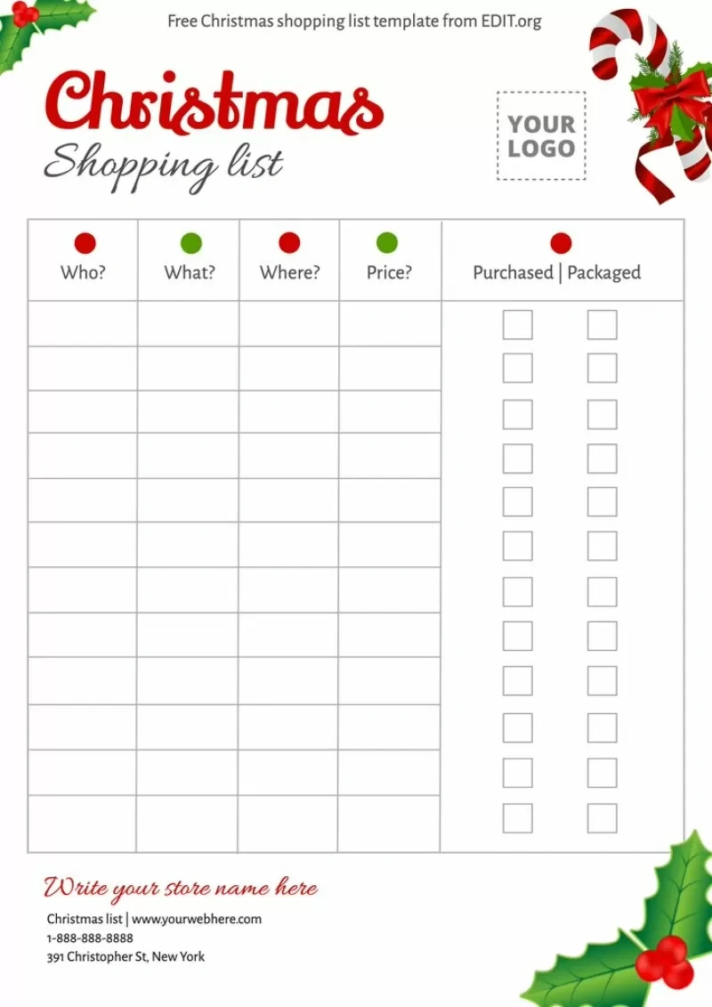 Printable Christmas List Templates For Your Business for Printable Christmas List Maker