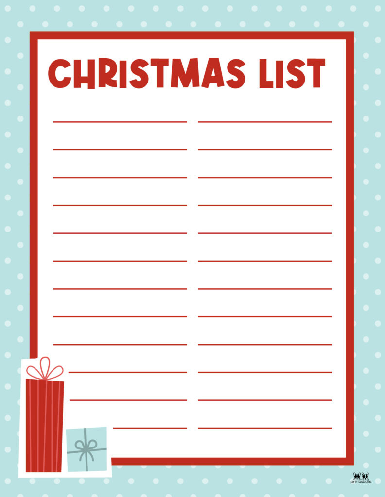 Printable Christmas Lists - 50 Free Printables | Printabulls intended for Free Printable Christmas List For Kids