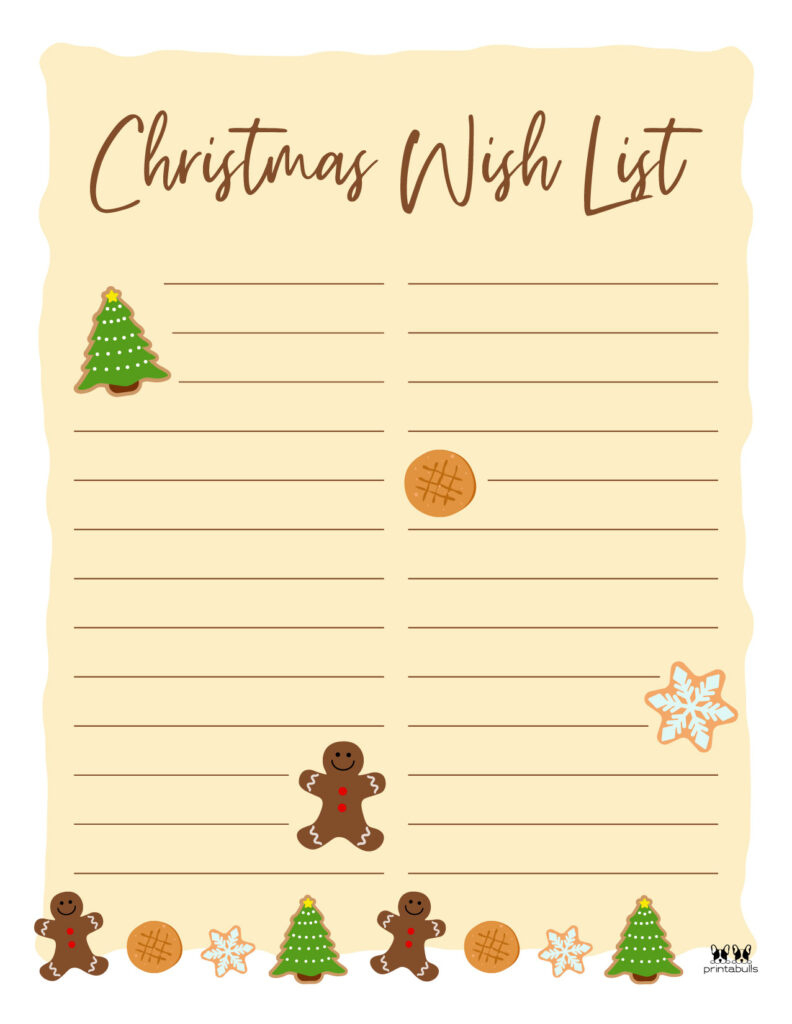 Printable Christmas Lists - 50 Free Printables | Printabulls with regard to Cute Christmas List Printable