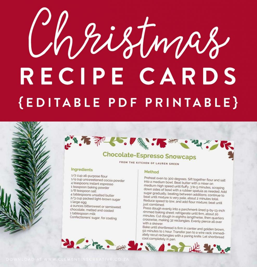 Printable Christmas Recipe Card {Editable Pdf Template with regard to Free Printable Christmas Recipe Card Template