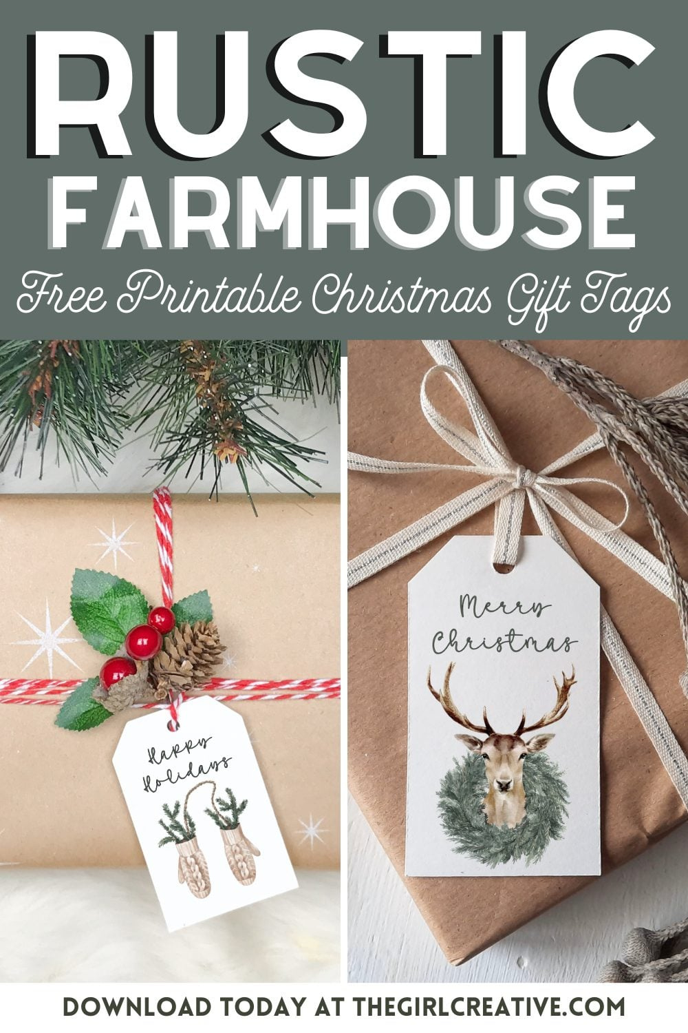Printable Christmas Tags For Holiday Gift Wrapping - The Girl Creative pertaining to Free Printable Rustic Christmas Tags