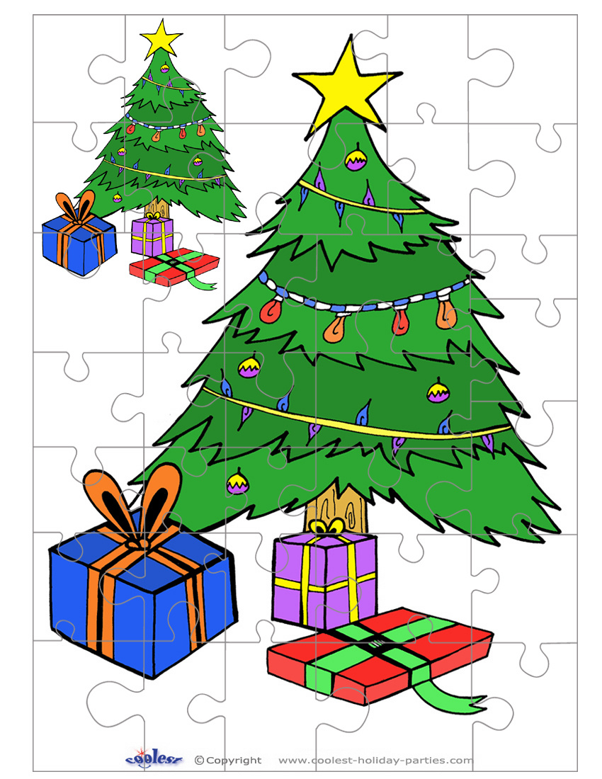 Printable Colored Christmas Tree Small-Piece Puzzle - Coolest Free regarding Christmas Tree Puzzle Printable