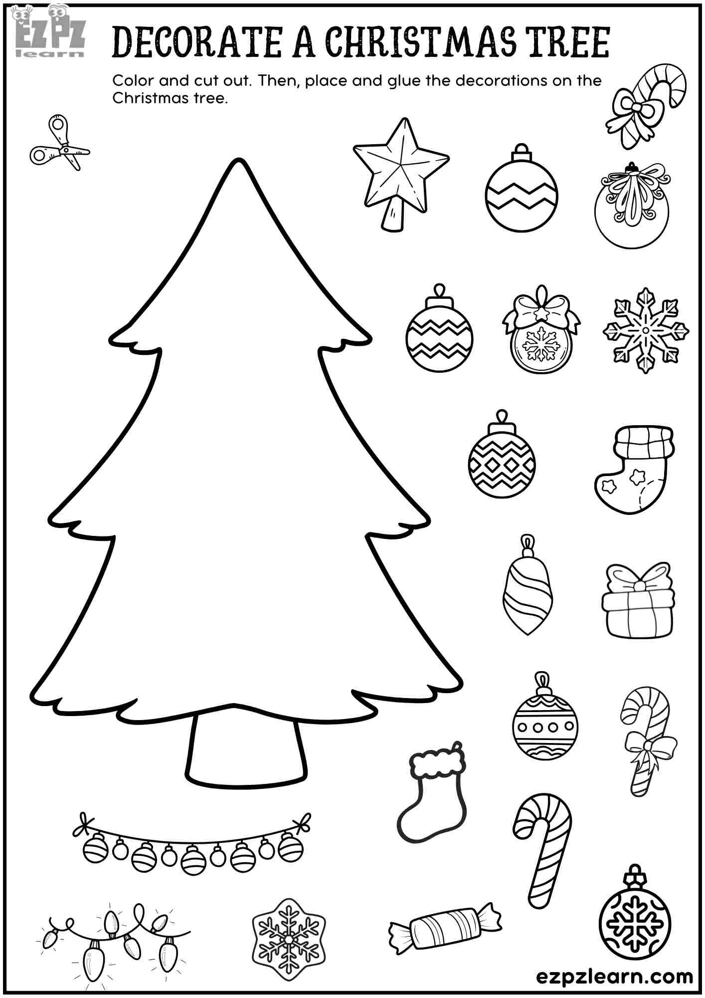 Printable Cut And Paste Decorate A Christmas Tree - Fun Diy pertaining to Diy Christmas Decorations Printable