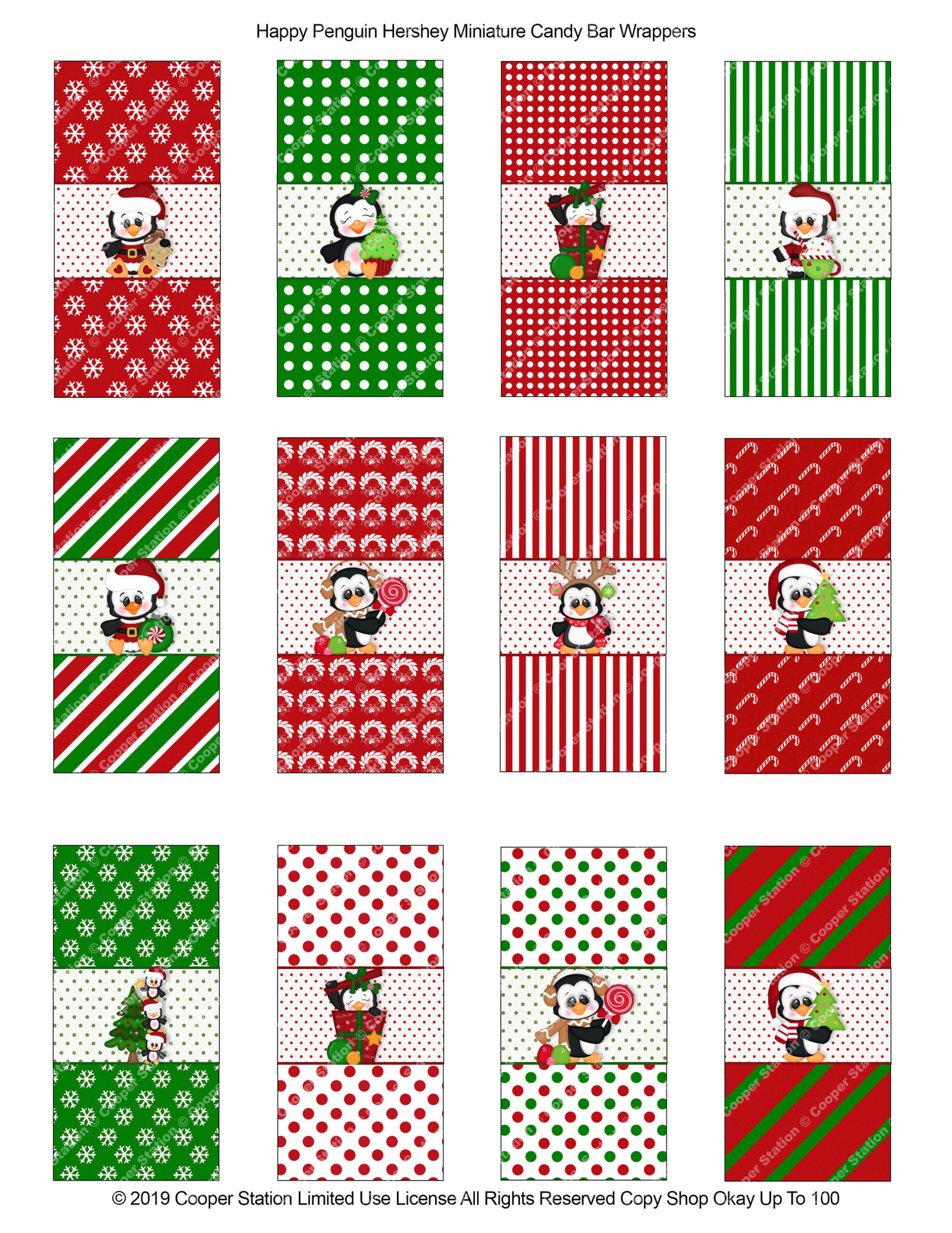 Printable Digital Christmas Chocolate Miniature Candy Bar Wrappers in Printable Christmas Candy Wrappers