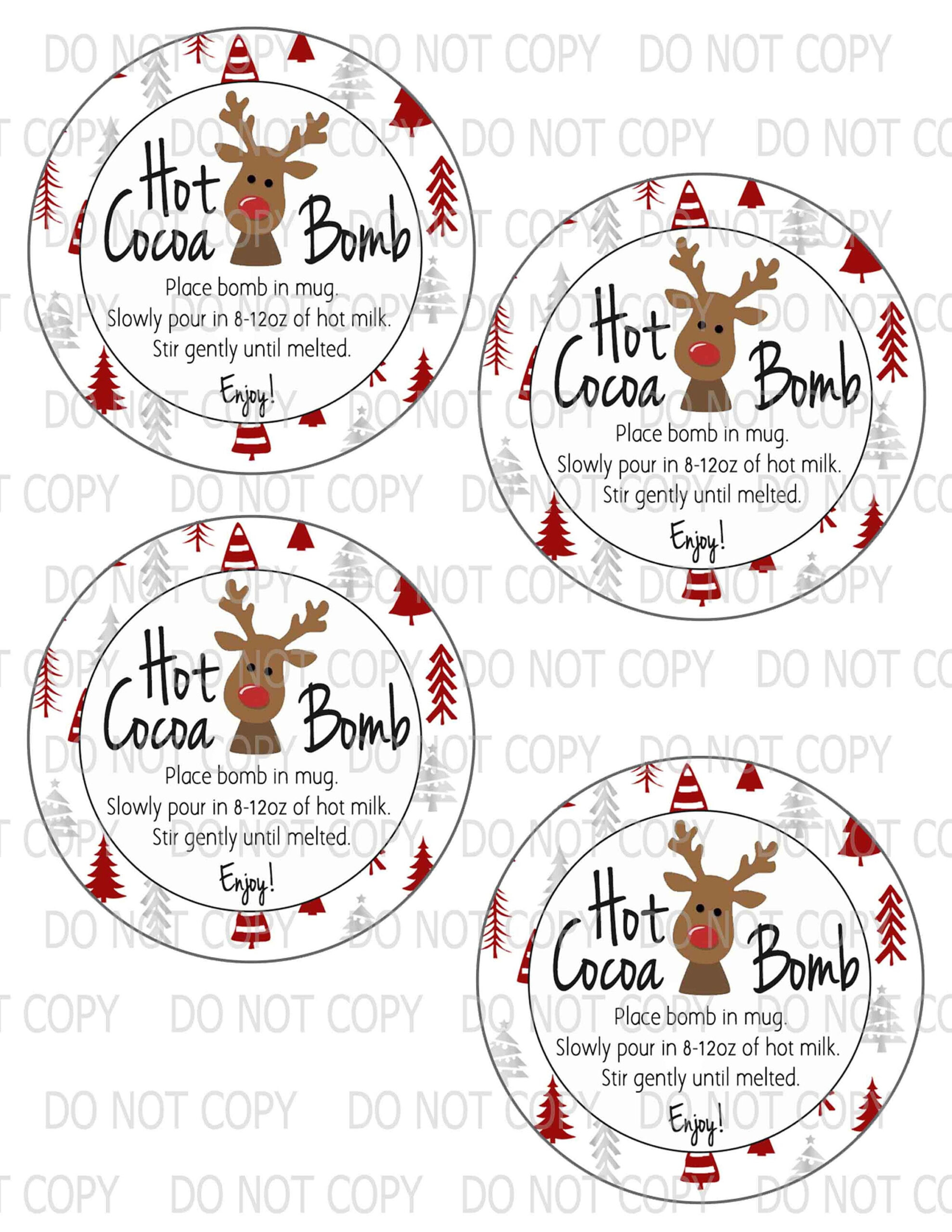 Printable Hot Chocolate Cocoa Bomb Tags 4" Each - Christmas for Free Printable Christmas Hot Chocolate Labels