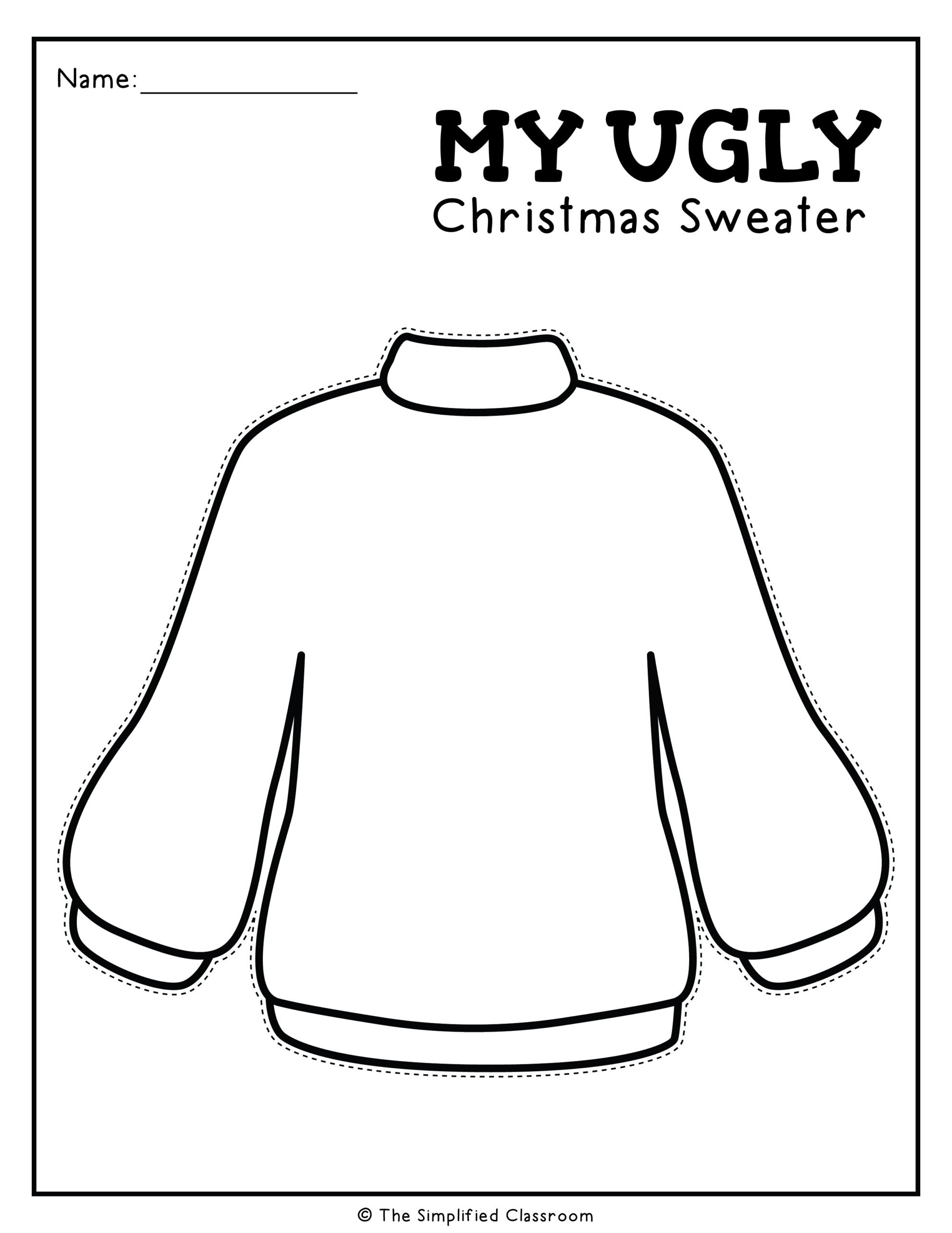 Printable Line Art Sweater Sweater Template Printable Ugly with regard to Christmas Sweater Template Printable