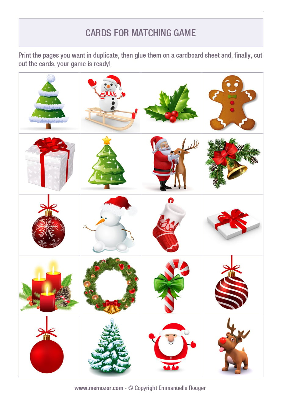 Printable Matching Game - Christmas - Print And Cut Out The Cards within Printable Christmas Match Game