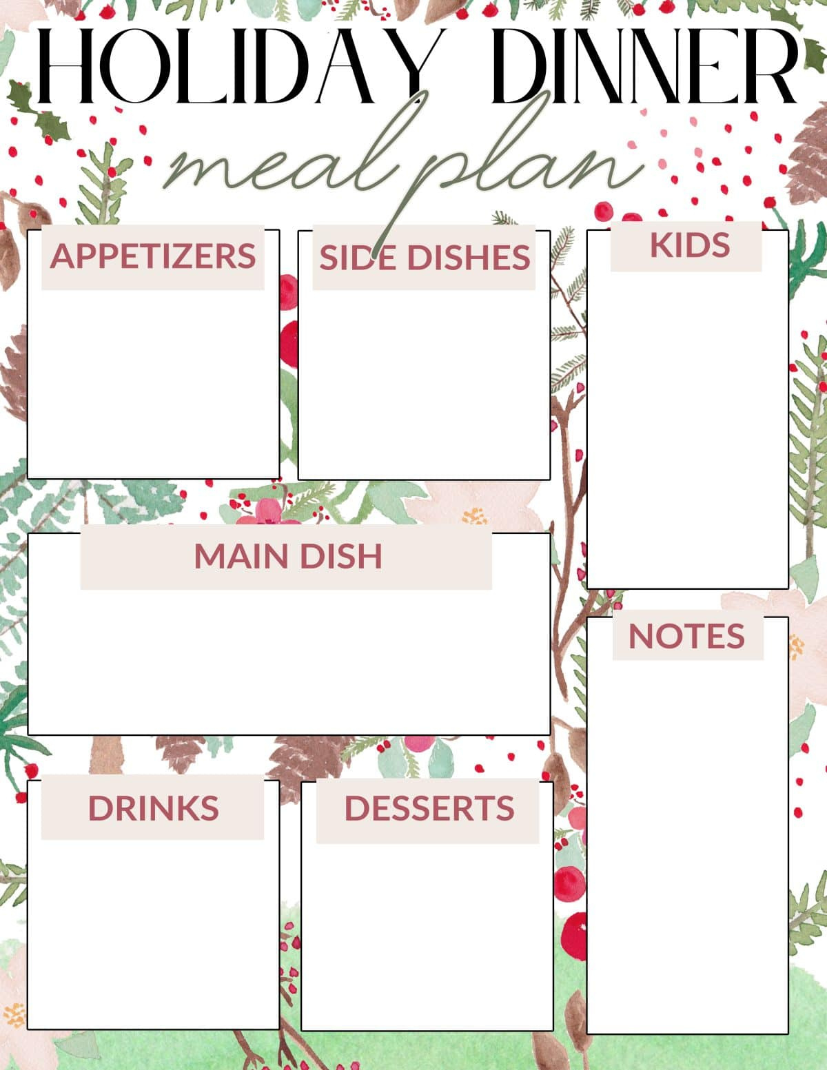 Printable Meal Planner For The Holidays! - For The Love Of Food regarding Free Printable Christmas Menu Planner