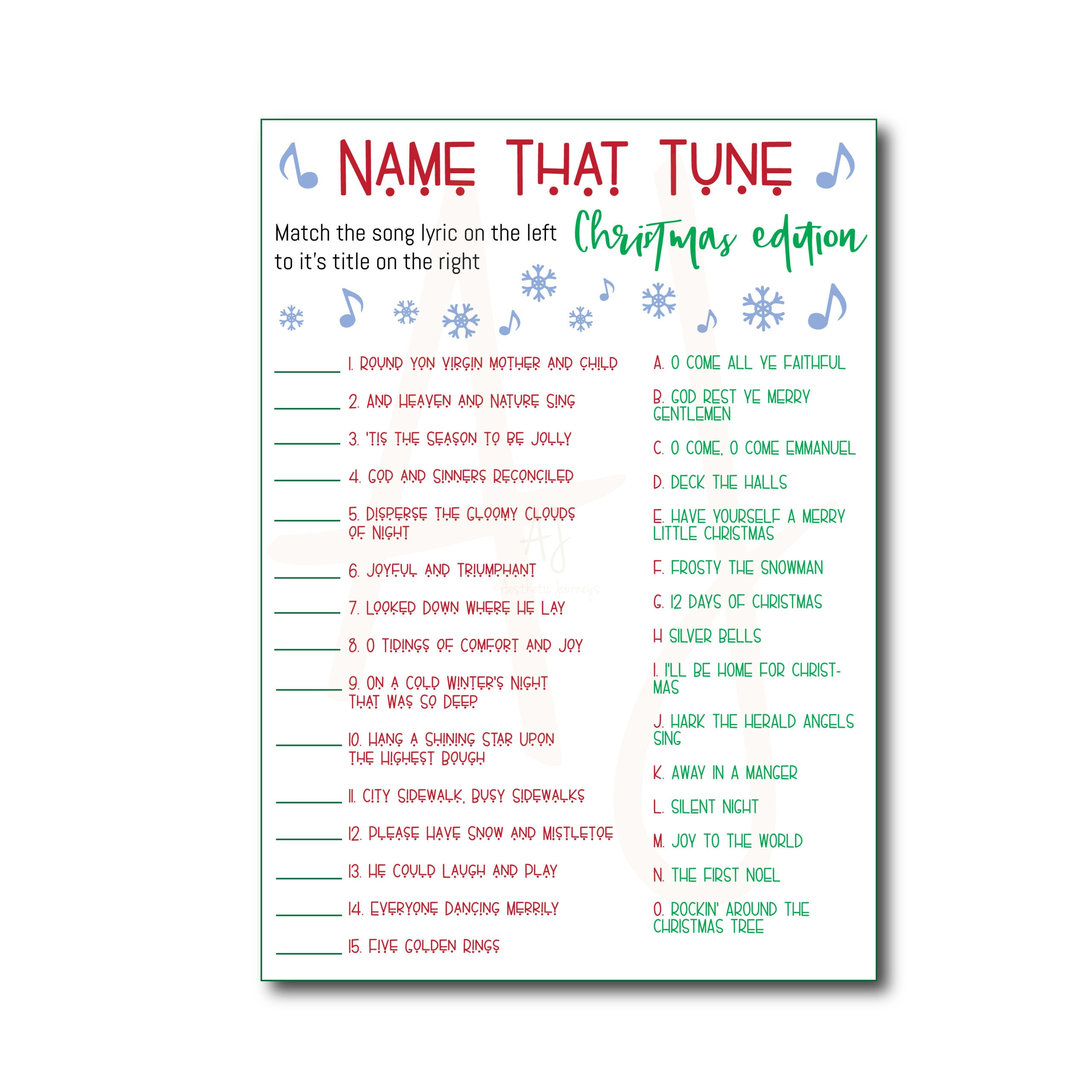 Printable Name That Tune Christmas Game intended for Name That Christmas Tune Game Printable