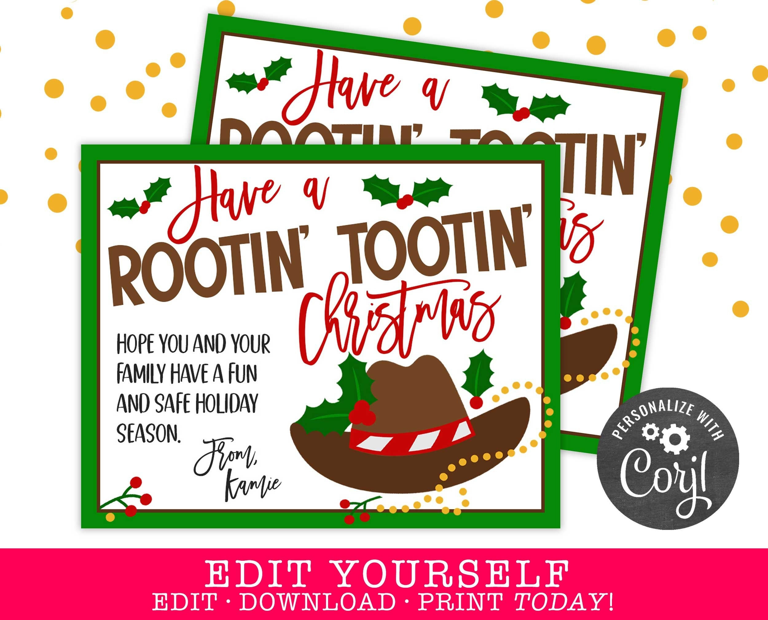Printable Rootin&amp;#039; Tootin&amp;#039; Christmas Editable Gift Tag Root Beer inside Have A Rootin Tootin Christmas Printable