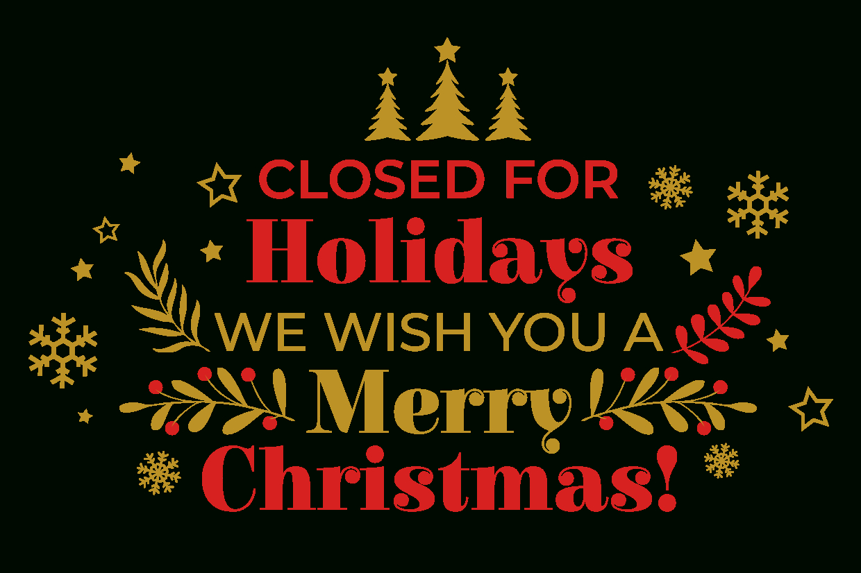 Red And Gold Closed For Christmas Sign Template | Square Signs for Closed For Christmas Sign Printable