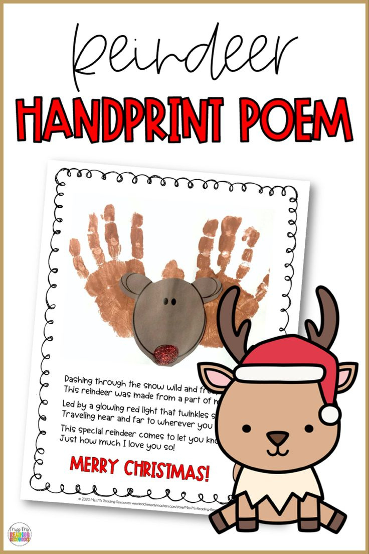 Reindeer Handprint Poemmiss M'S Reading Resources | Tpt inside Free Printable Christmas Handprint Poem