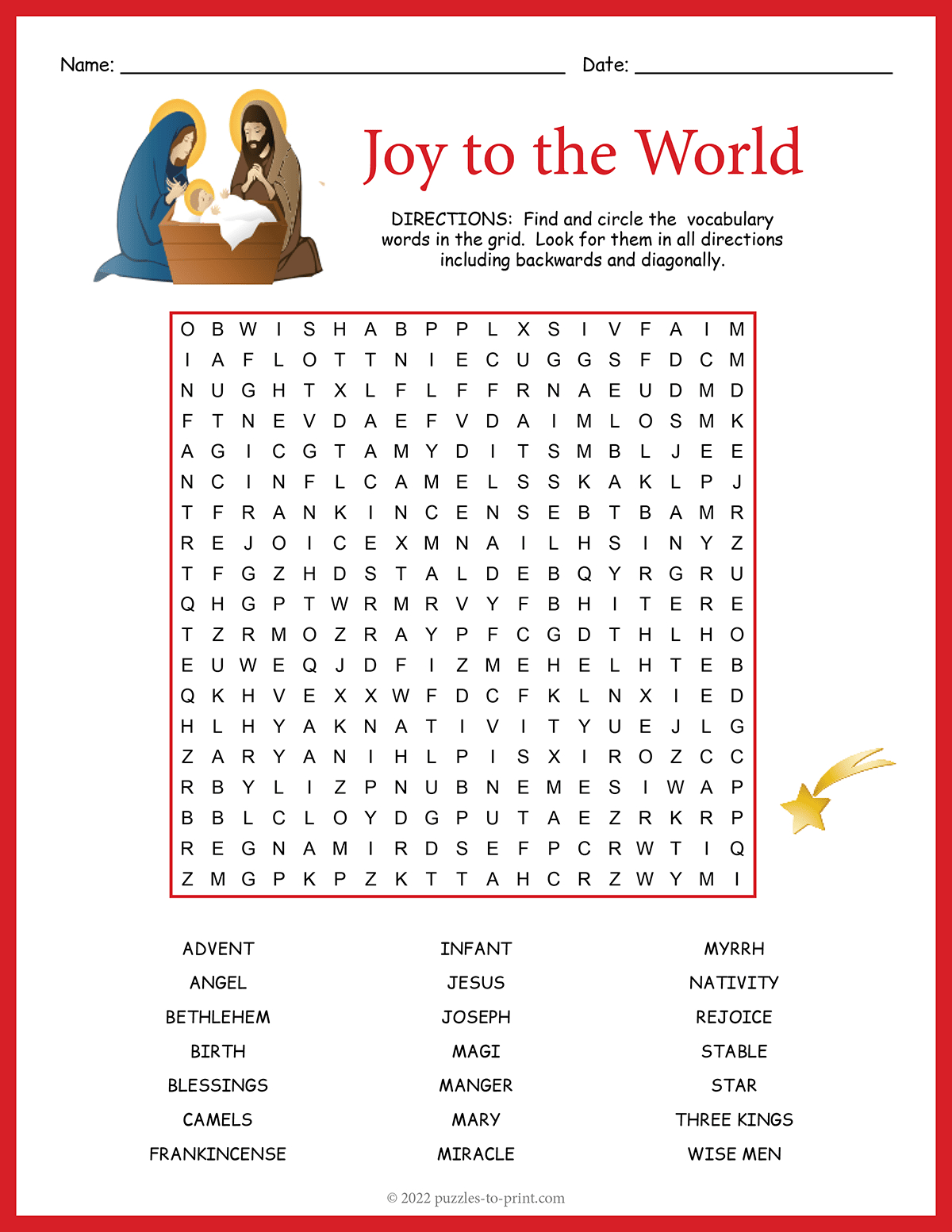 Religious Christmas Word Search inside Free Printable Religious Christmas Word Search