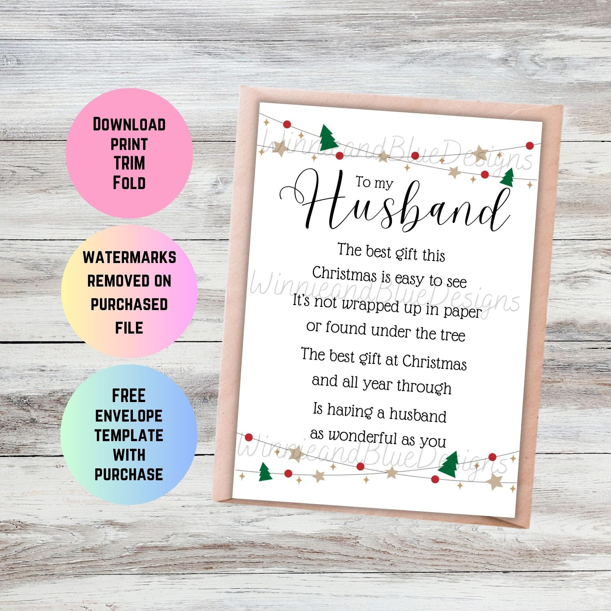 Romantic Christmas Poem Card For Husband (Printable Pdf) in Printable Christmas Card For Husband