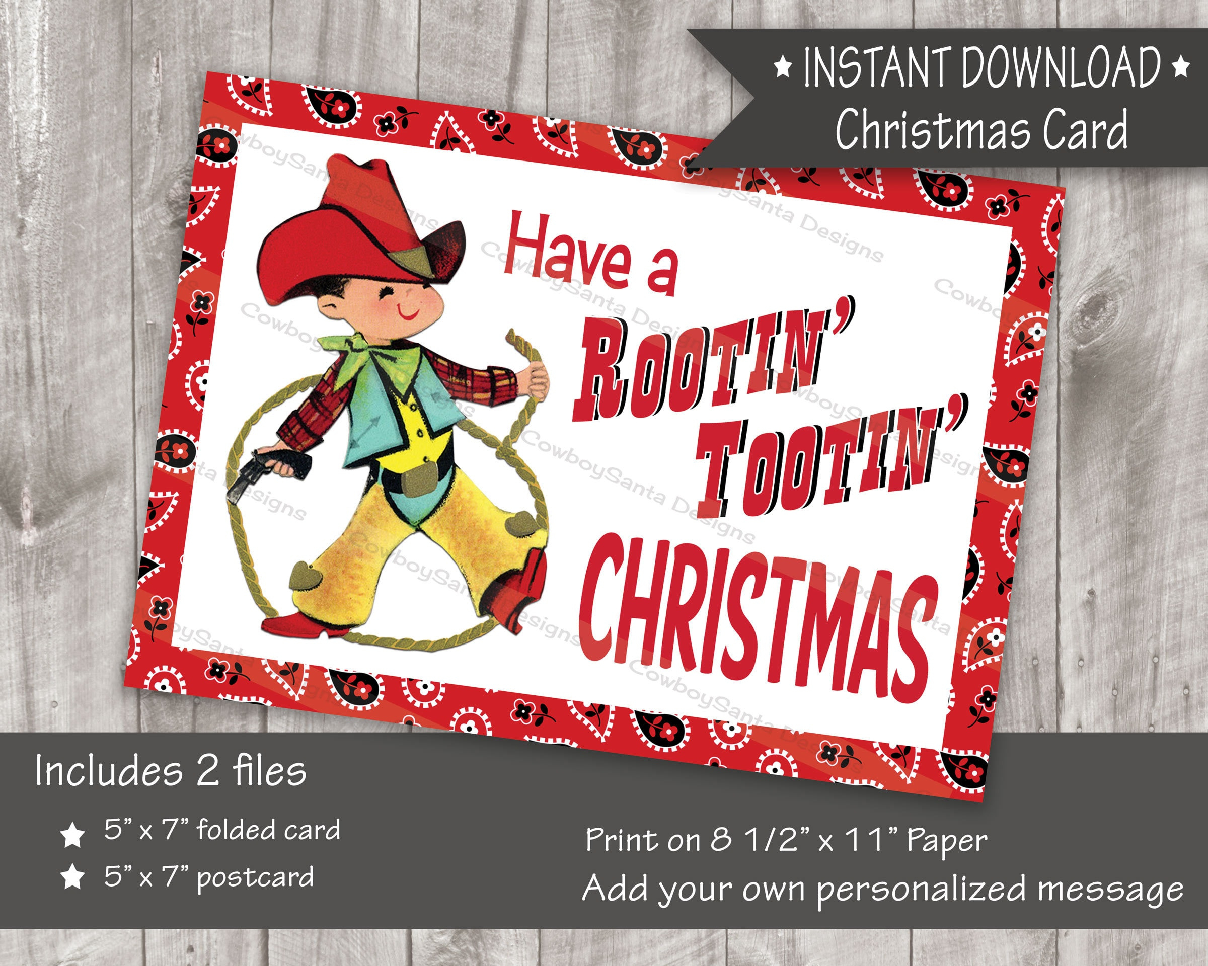 Rootin&amp;#039; Tootin&amp;#039; Retro Cowboy With Rope Christmas Card|Western with Have A Rootin Tootin Christmas Printable