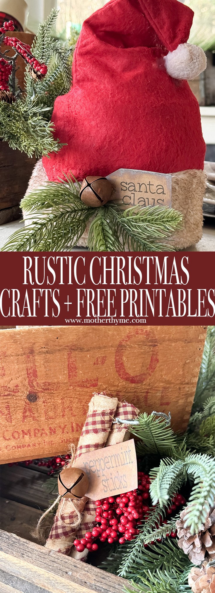 Rustic Christmas Craft Ideas + Free Printable Tags - Mother Thyme with regard to Free Primitive Christmas Printable