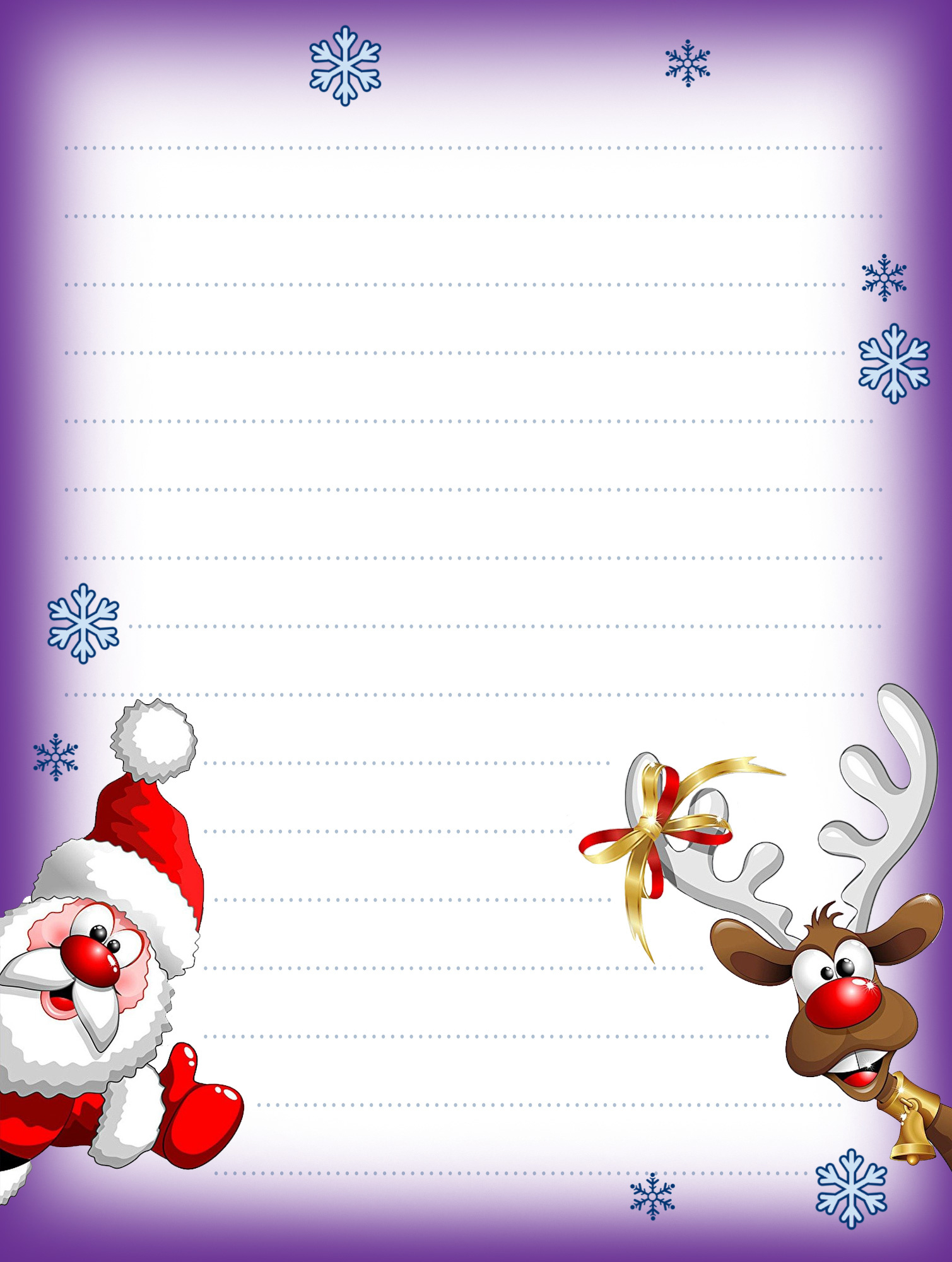 Santa And Rudolf Lined Christmas Notepaper | Rooftop Post with Printable Christmas Note Paper