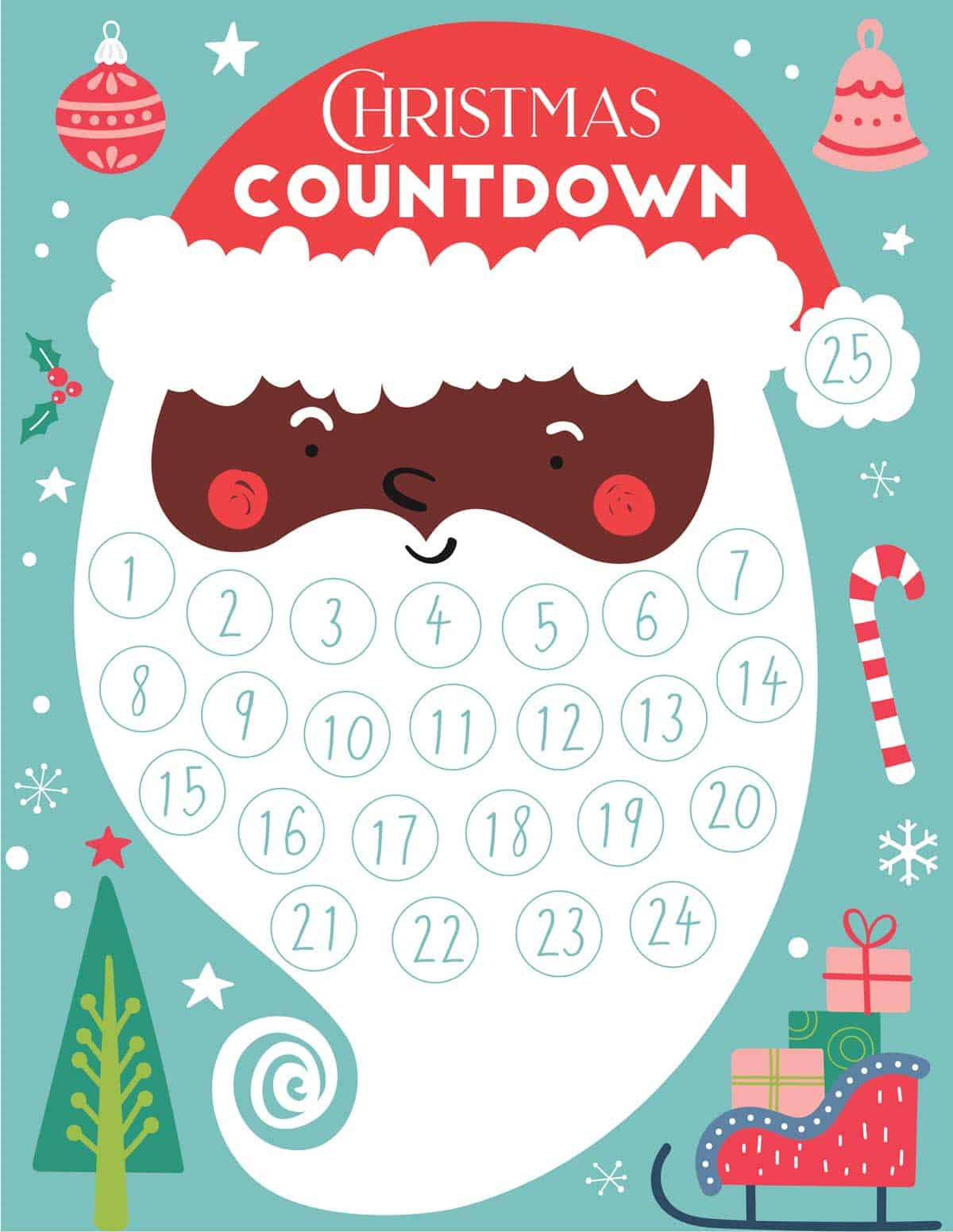 Santa Beard Countdown | Skip To My Lou for Countdown To Christmas Santa&amp;#039;S Beard Printable