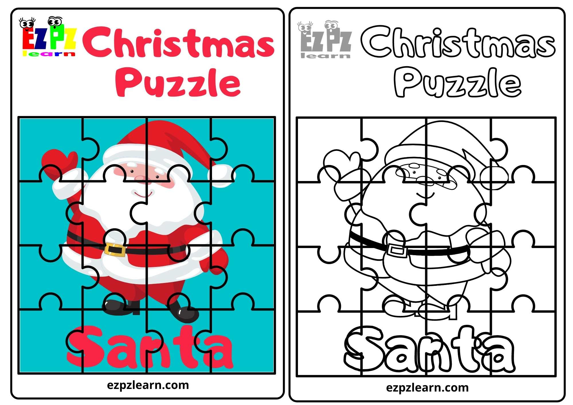 Santa Christmas Puzzle Hard - Ezpzlearn intended for Free Christmas Puzzle Printable