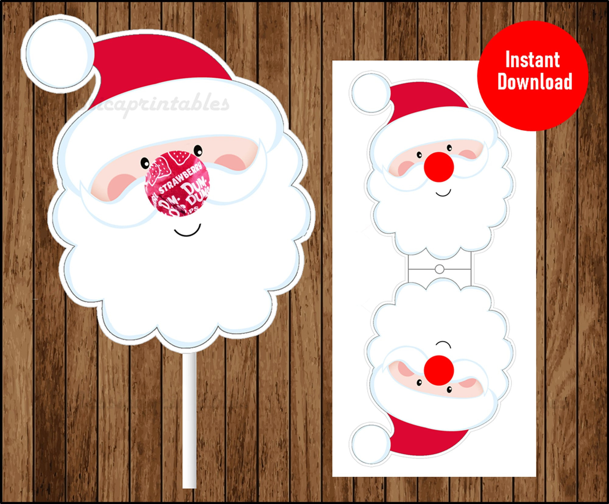 Santa Lollipop Holder Christmas Printable - Etsy.de for Printable Christmas Lollipop Holder Template