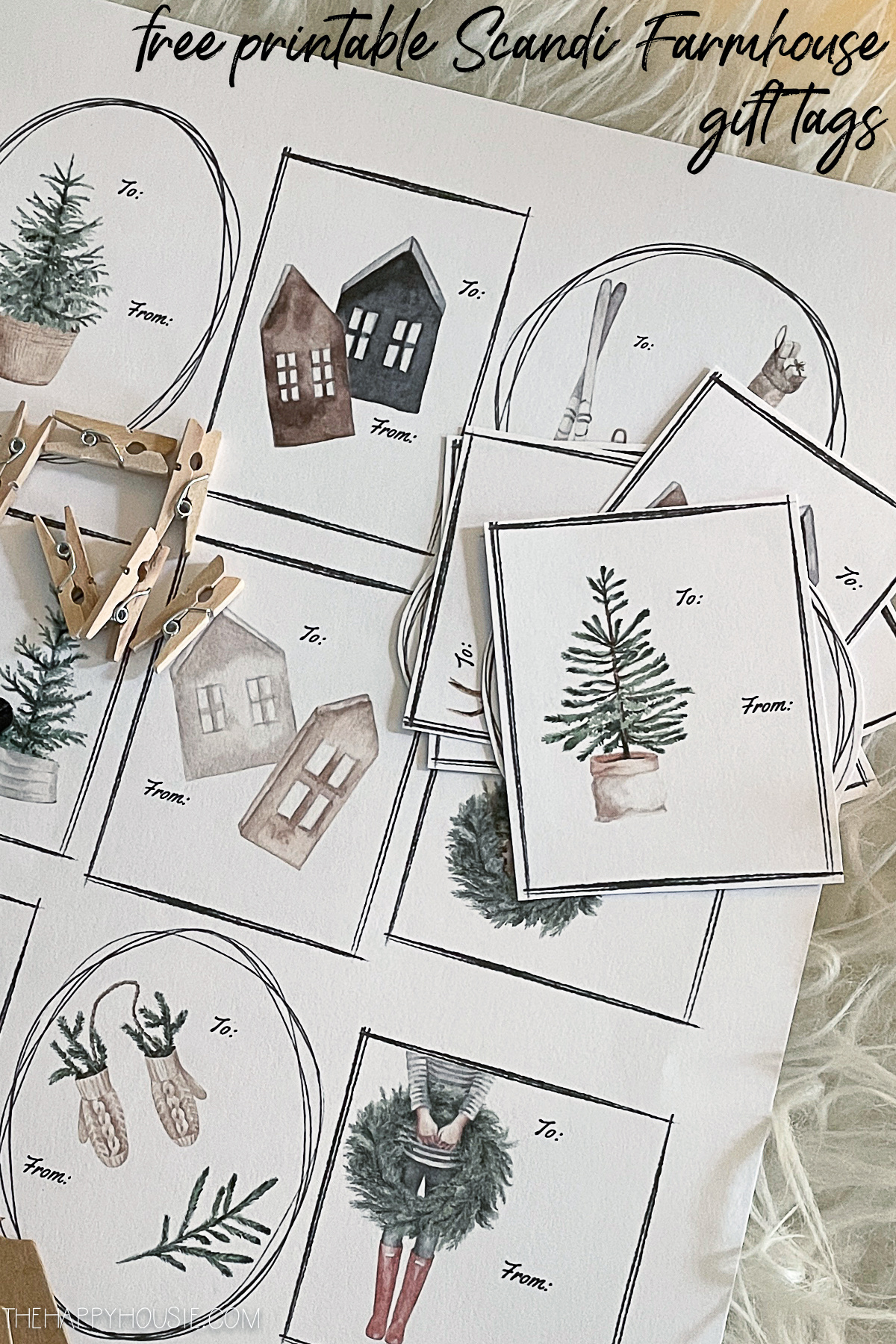 Scandi Farmhouse Free Printable Christmas Gift Tags | The Happy Housie pertaining to Free Printable Rustic Christmas Tags