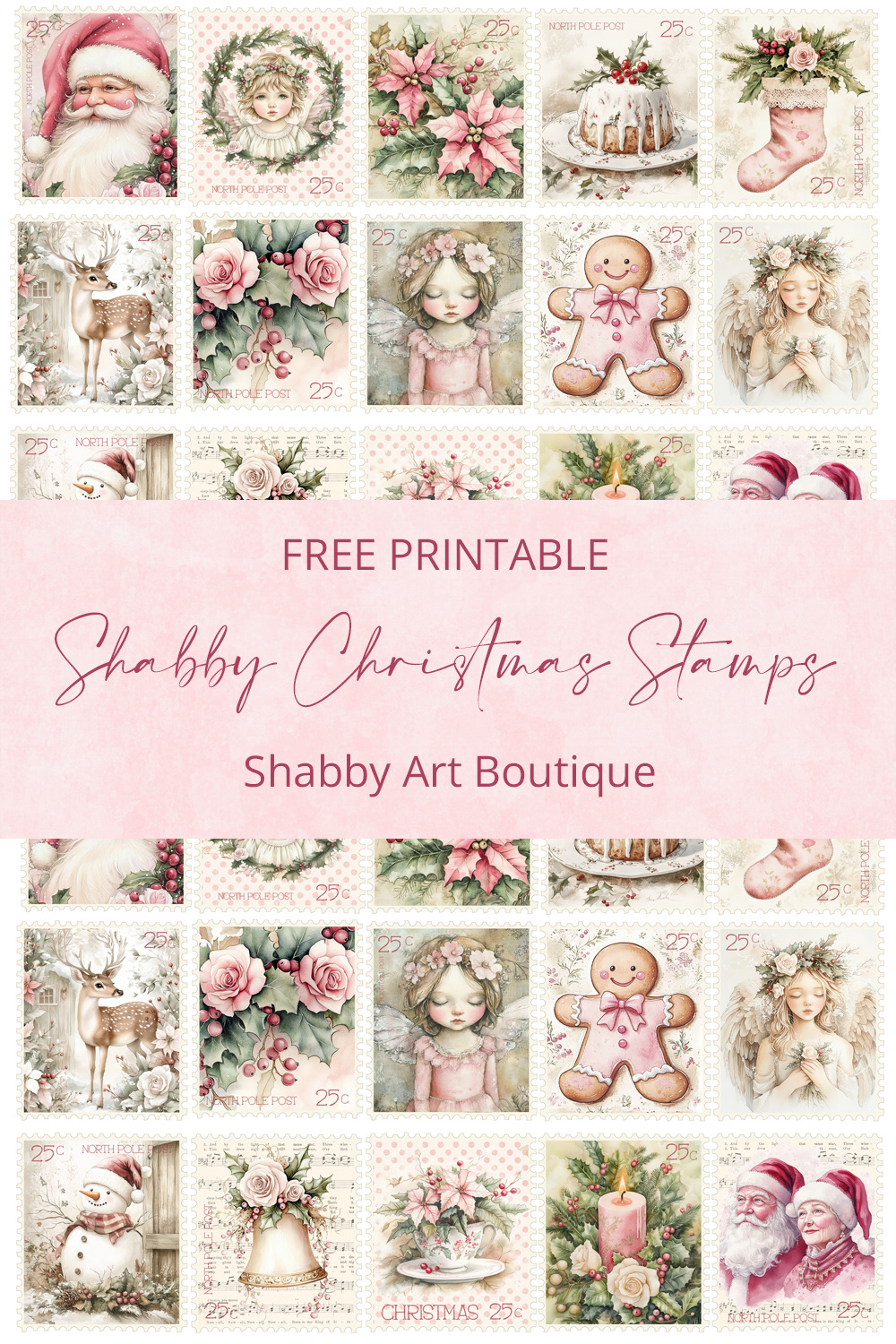 Simply Christmas: Free Printable Shabby Christmas Stamps - Shabby regarding Free Printable Christmas Postage Stamps