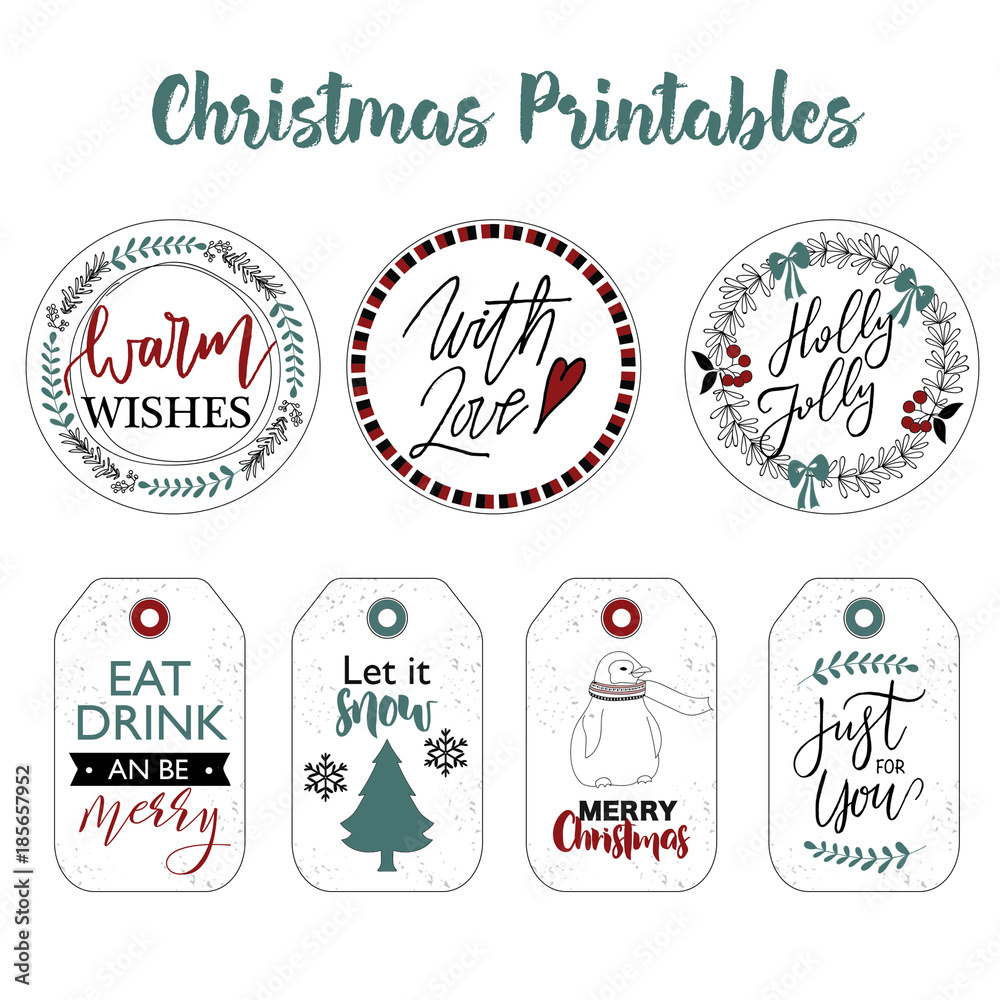 Stock-Illustration „Christmas Labels And Stickers Design With inside Merry Christmas Printable Labels