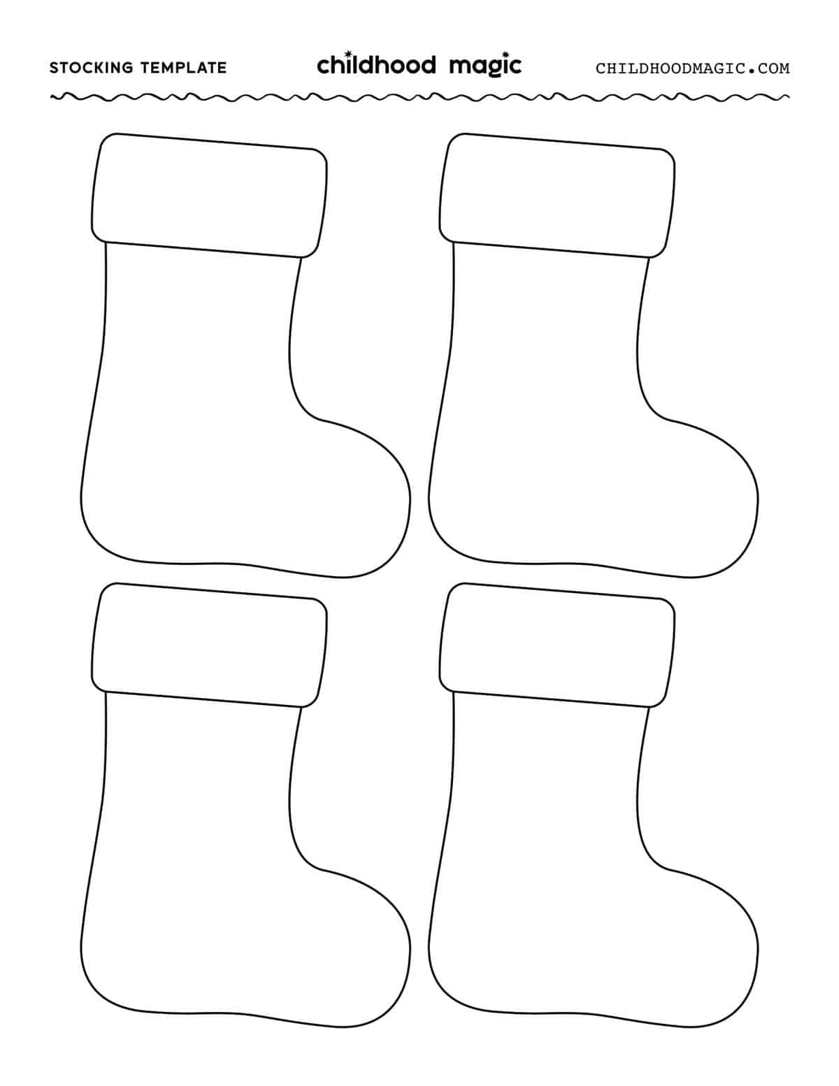 Stocking Template - Free Printable - Childhood Magic pertaining to Free Printable Christmas Stocking Patterns