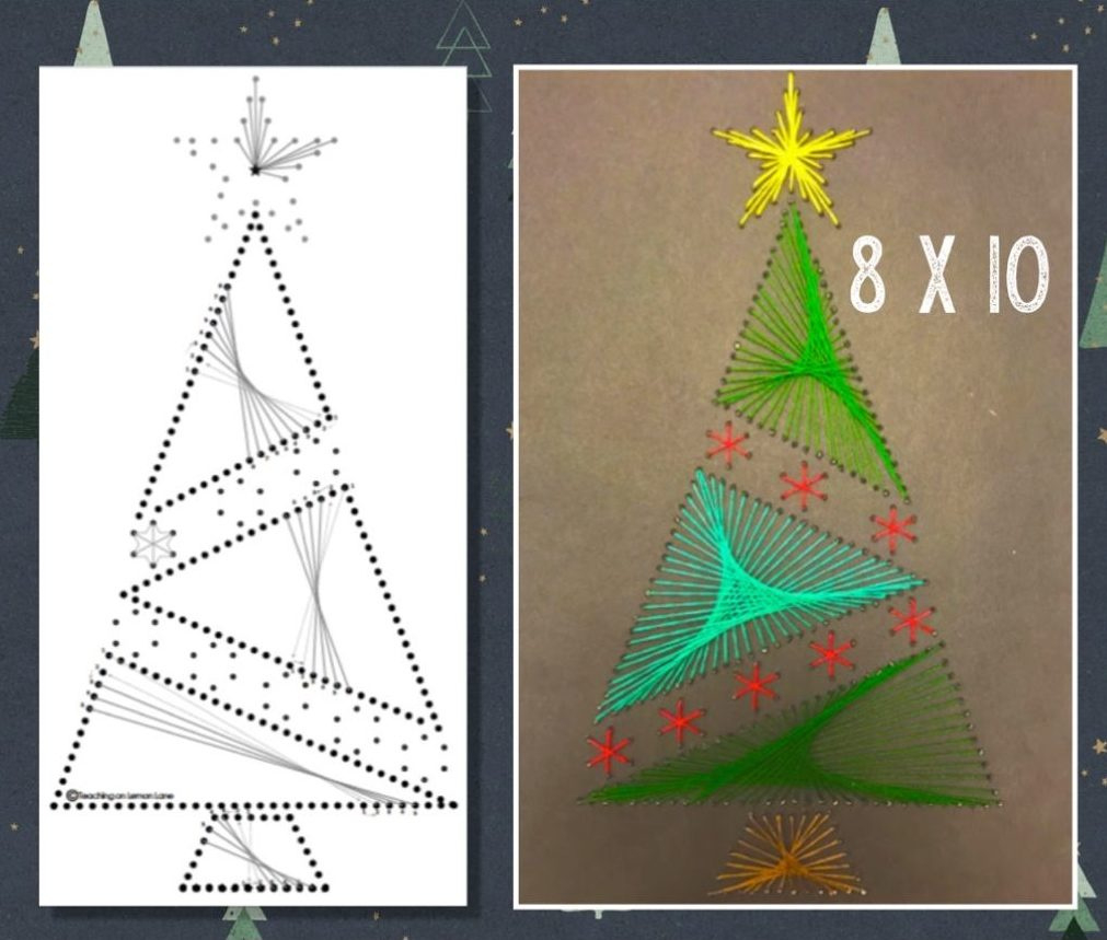 Student Made Holiday String Art Gift with Free Printable Christmas String Art Patterns